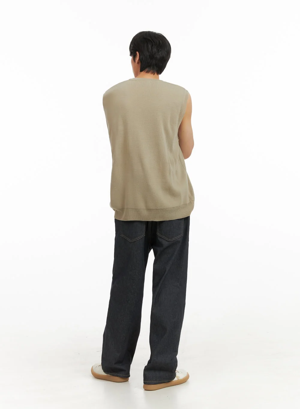 Men's Classic V-Neck Knit Vest (Beige) IY424 - Image 7