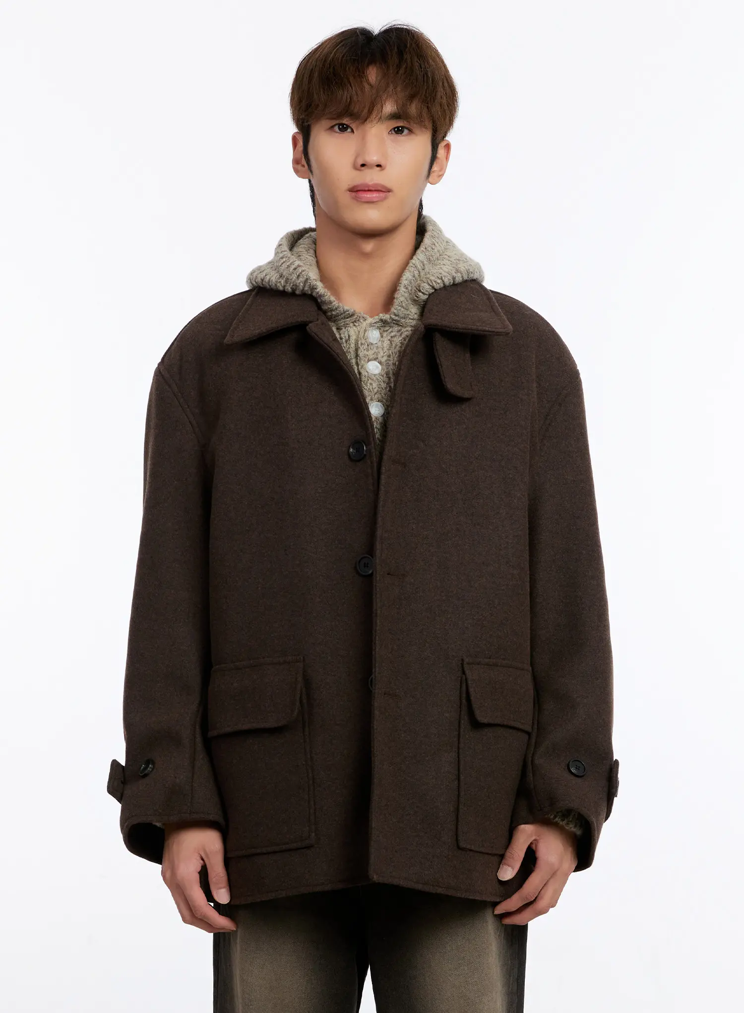 Men's Classic Wool Overcoat IN528 - Image 10