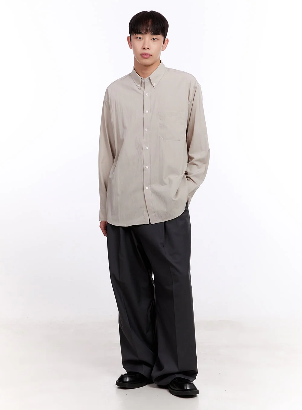 Men's Collared Long Sleeve Shirt IM512 - Image 2