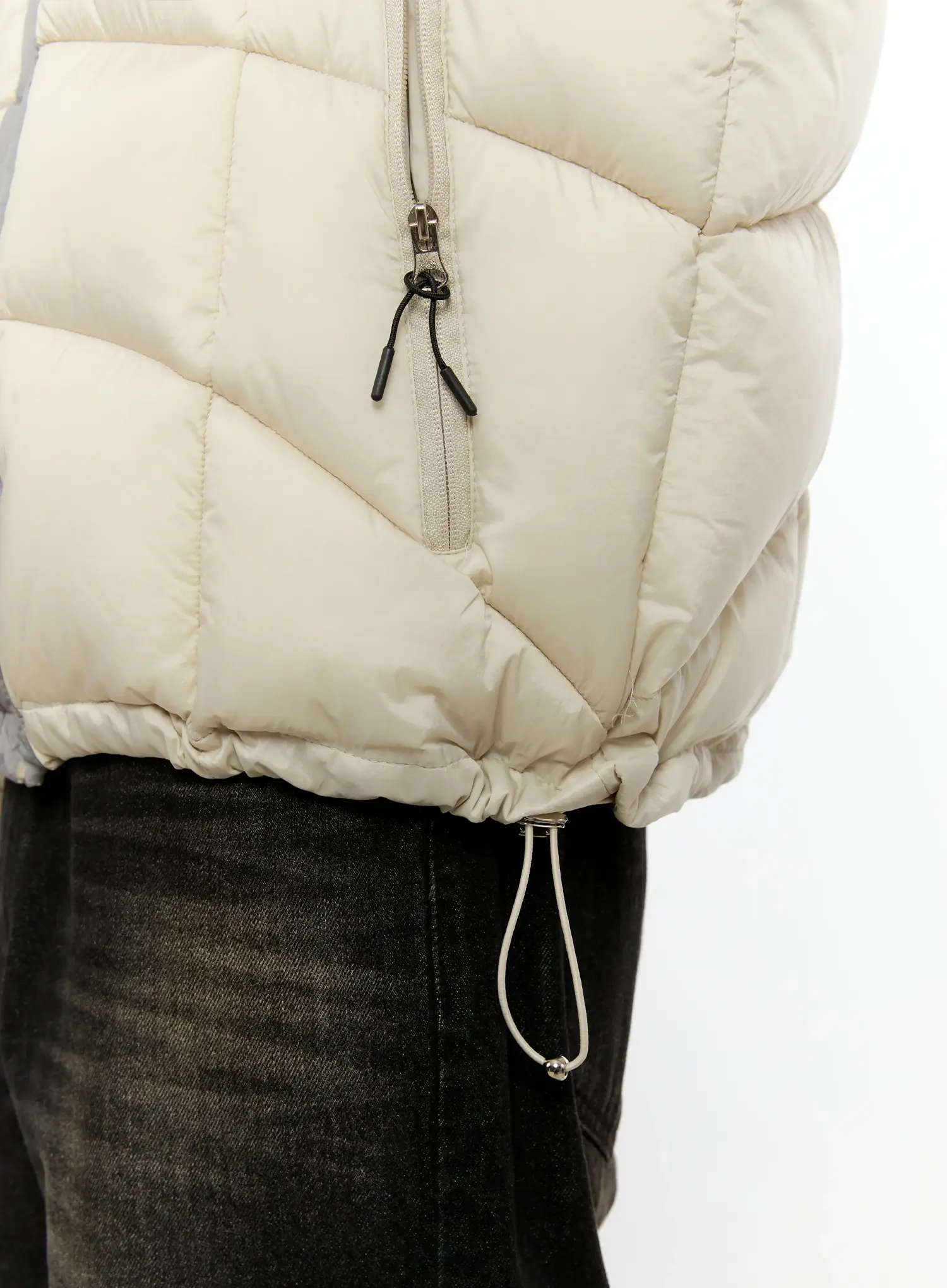 Men's Color Block Puffer Jacket (Light Beige) IO531 - Image 13
