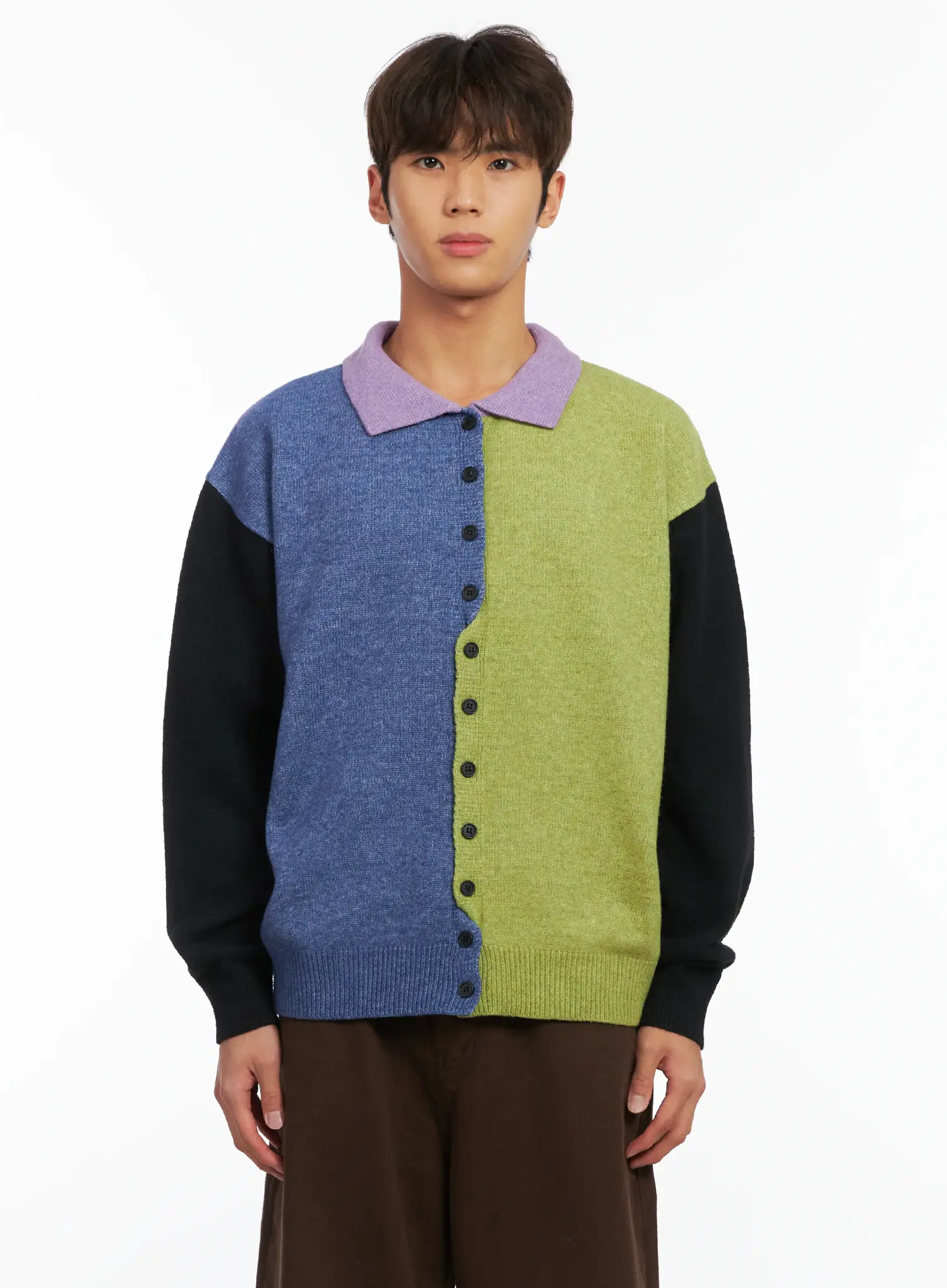 Men's Colorblock Collared Cardigan ID511 - Image 12
