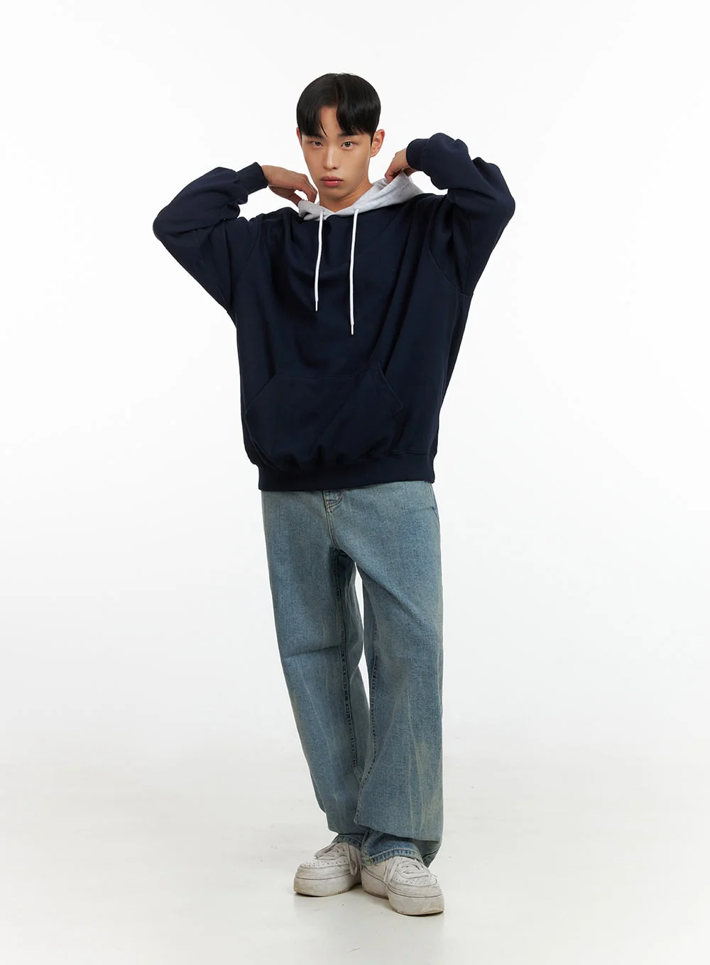 Men's Contrasting Hoodie (Dark Blue) IU412 - Image 3