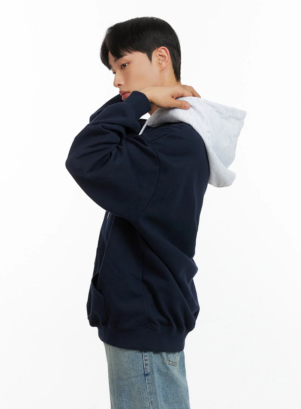 Men's Contrasting Hoodie (Dark Blue) IU412 - Image 5