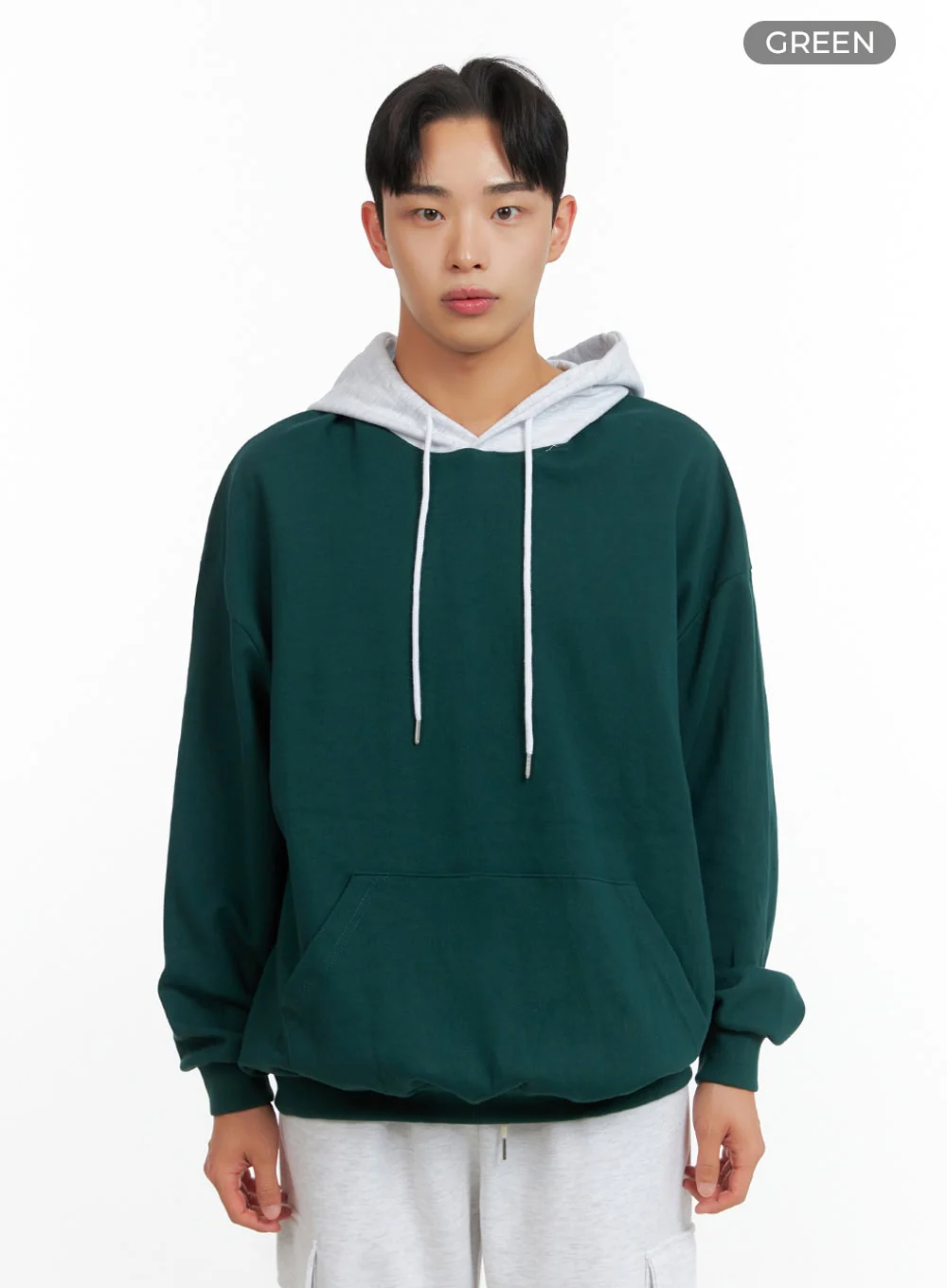 Men's Contrasting Hoodie (Green) IU414 - Image 9