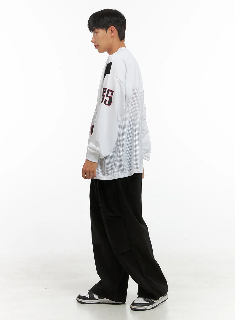 Men's Corduroy Pintuck Parachute Pants (Black) IS420 - Image 6