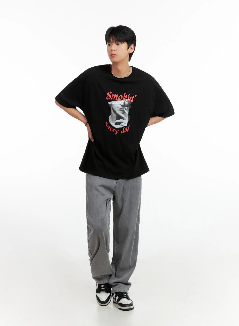 Men's Cotton Graphic Oversize T-Shirt (Black) IG402 - Image 3