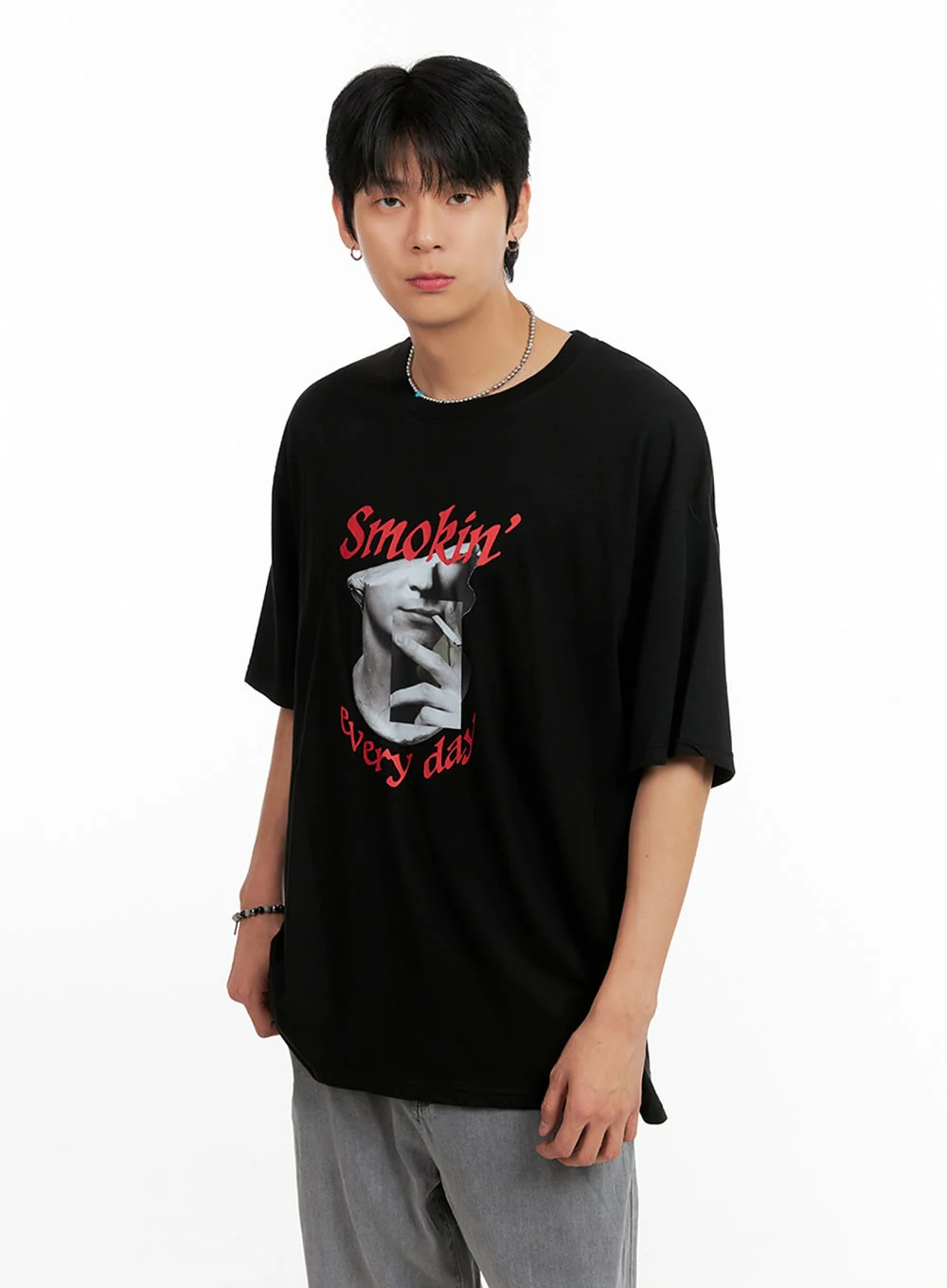 Men's Cotton Graphic Oversize T-Shirt (Black) IG402 - Image 4