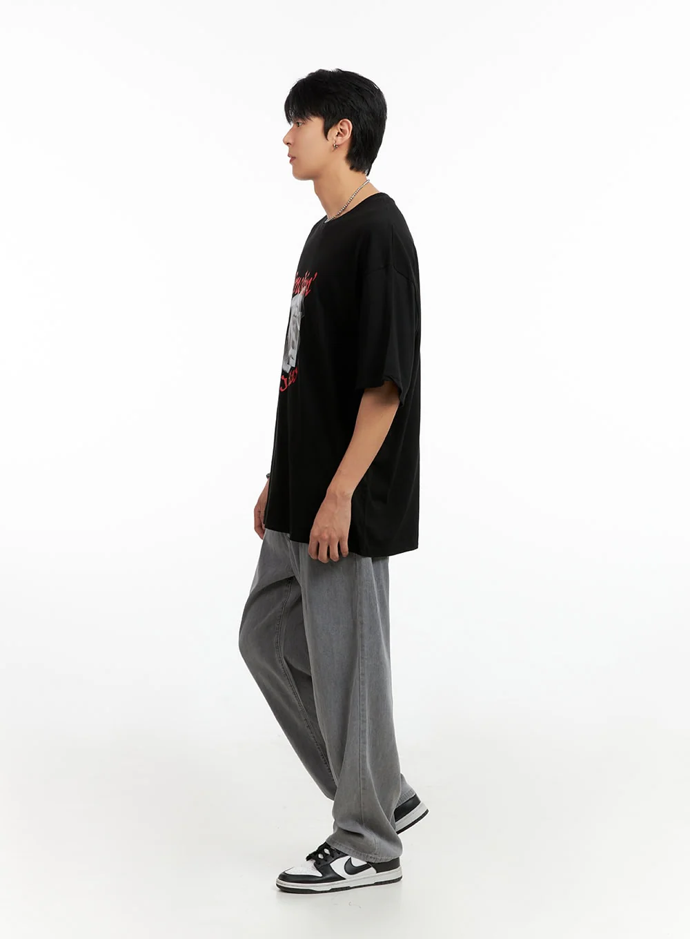 Men's Cotton Graphic Oversize T-Shirt (Black) IG402 - Image 7