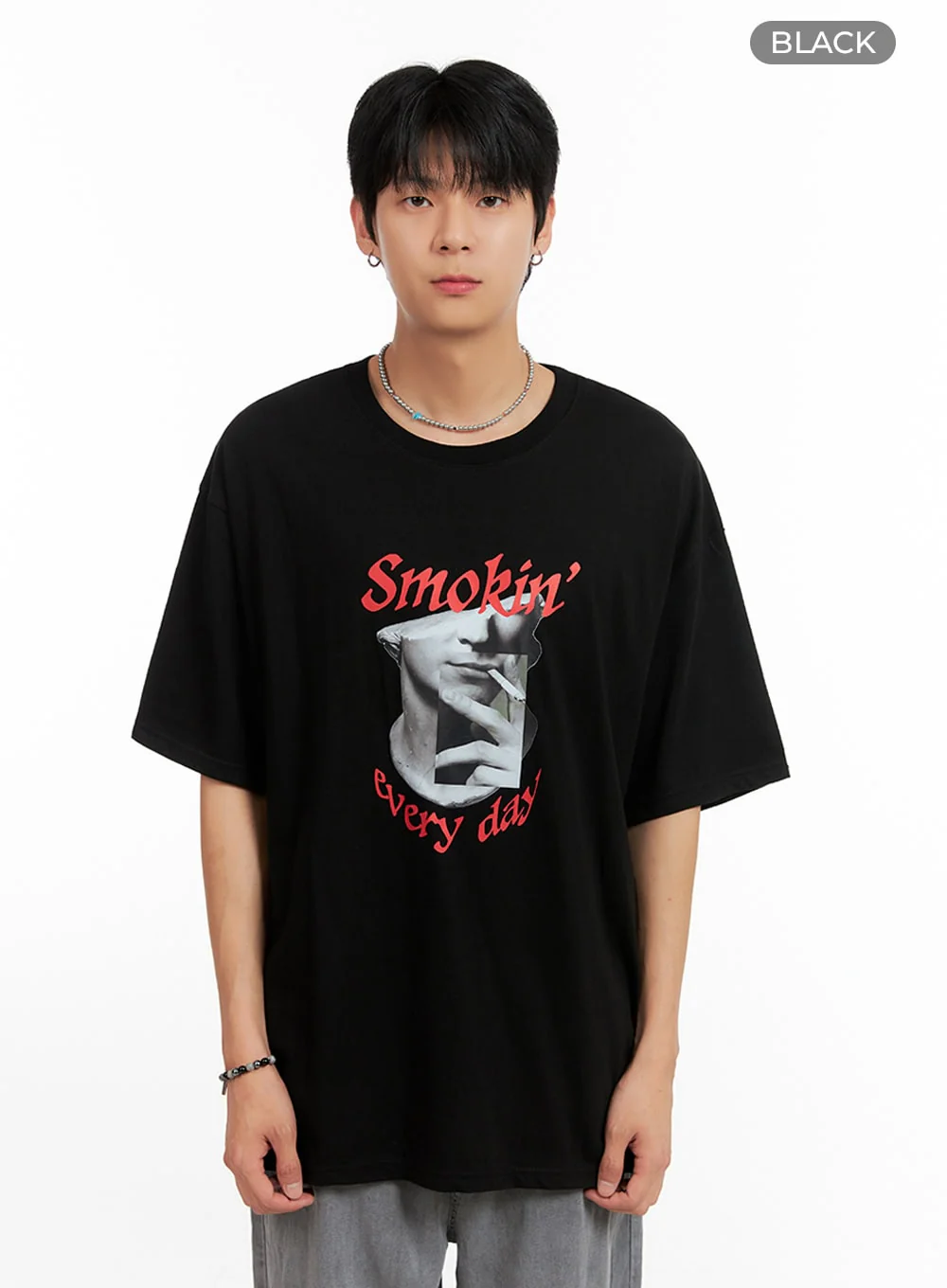 Men's Cotton Graphic Oversize T-Shirt (Black) IG402 - Image 9