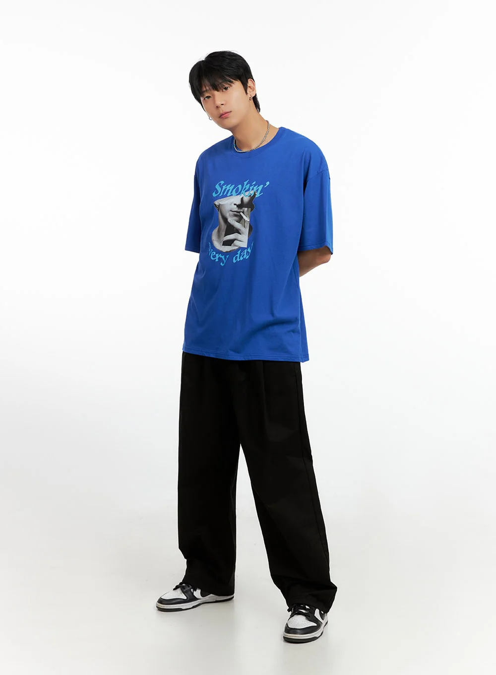 Men's Cotton Graphic Oversize T-Shirt (Blue) IG402 - Image 2