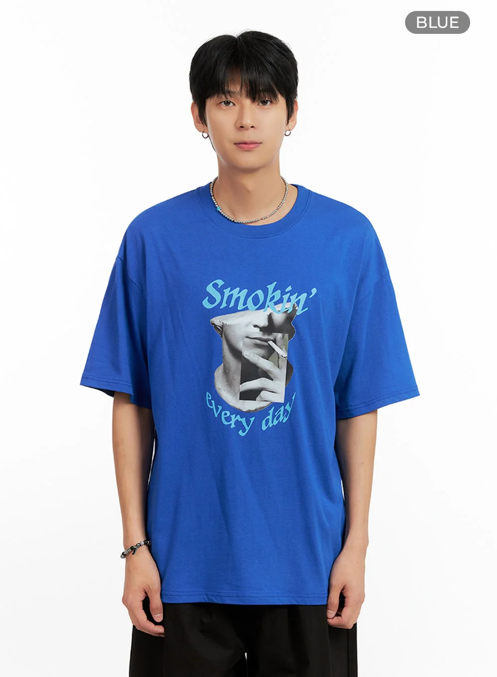 Men's Cotton Graphic Oversize T-Shirt (Blue) IG402 - Image 9
