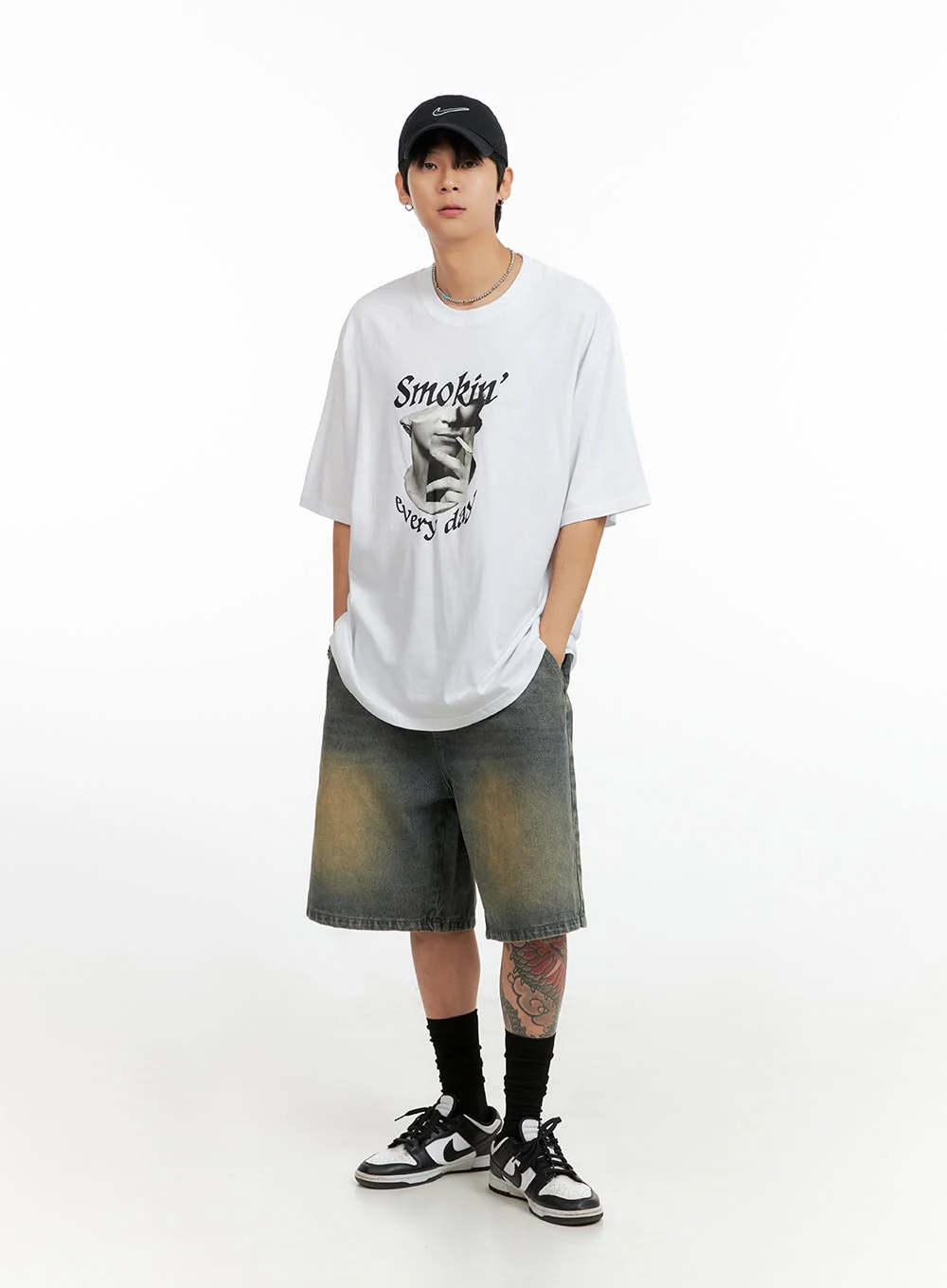Men's Cotton Graphic Oversize T-Shirt (White) IG402 - Image 2