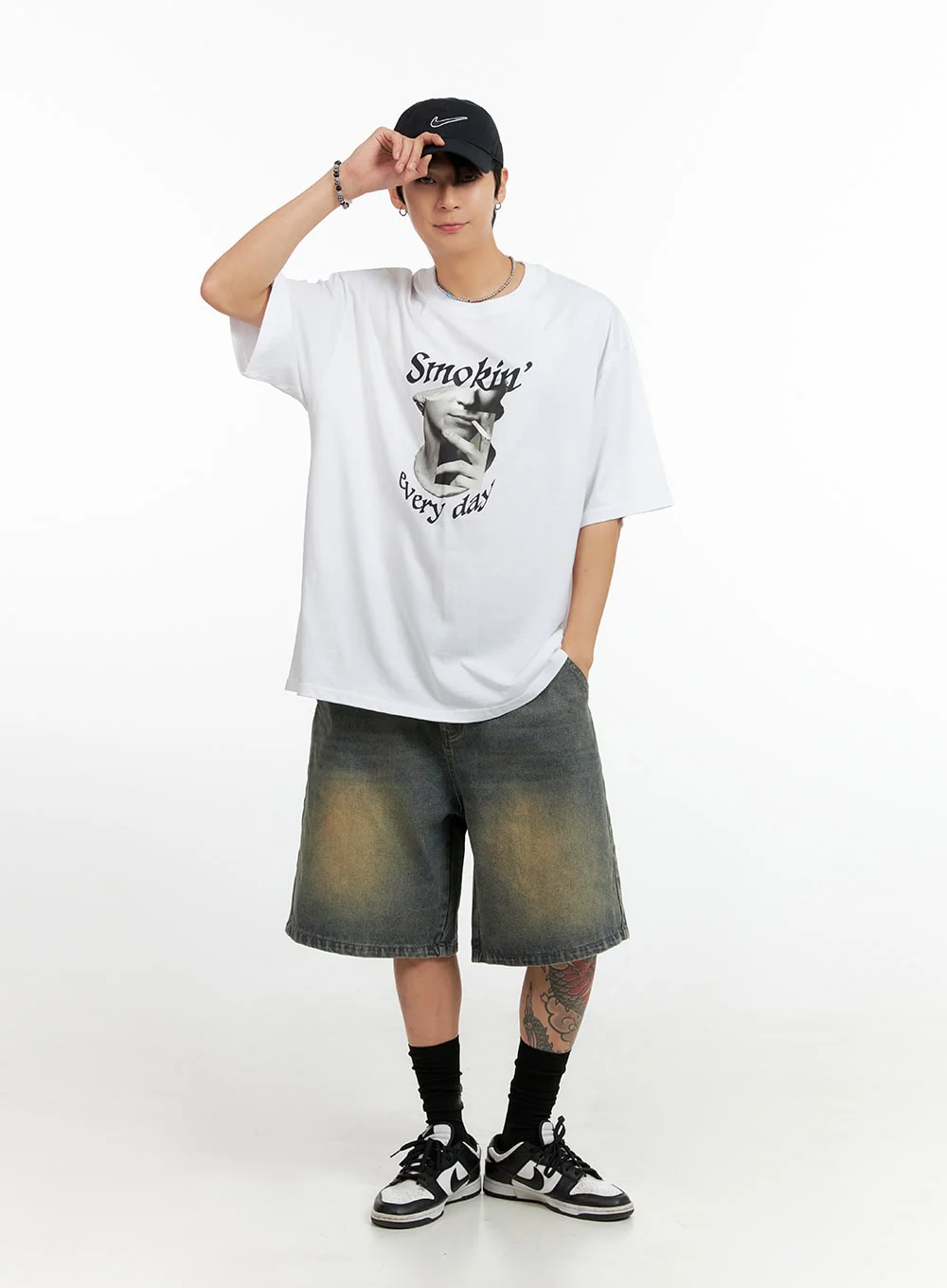 Men's Cotton Graphic Oversize T-Shirt (White) IG402 - Image 7