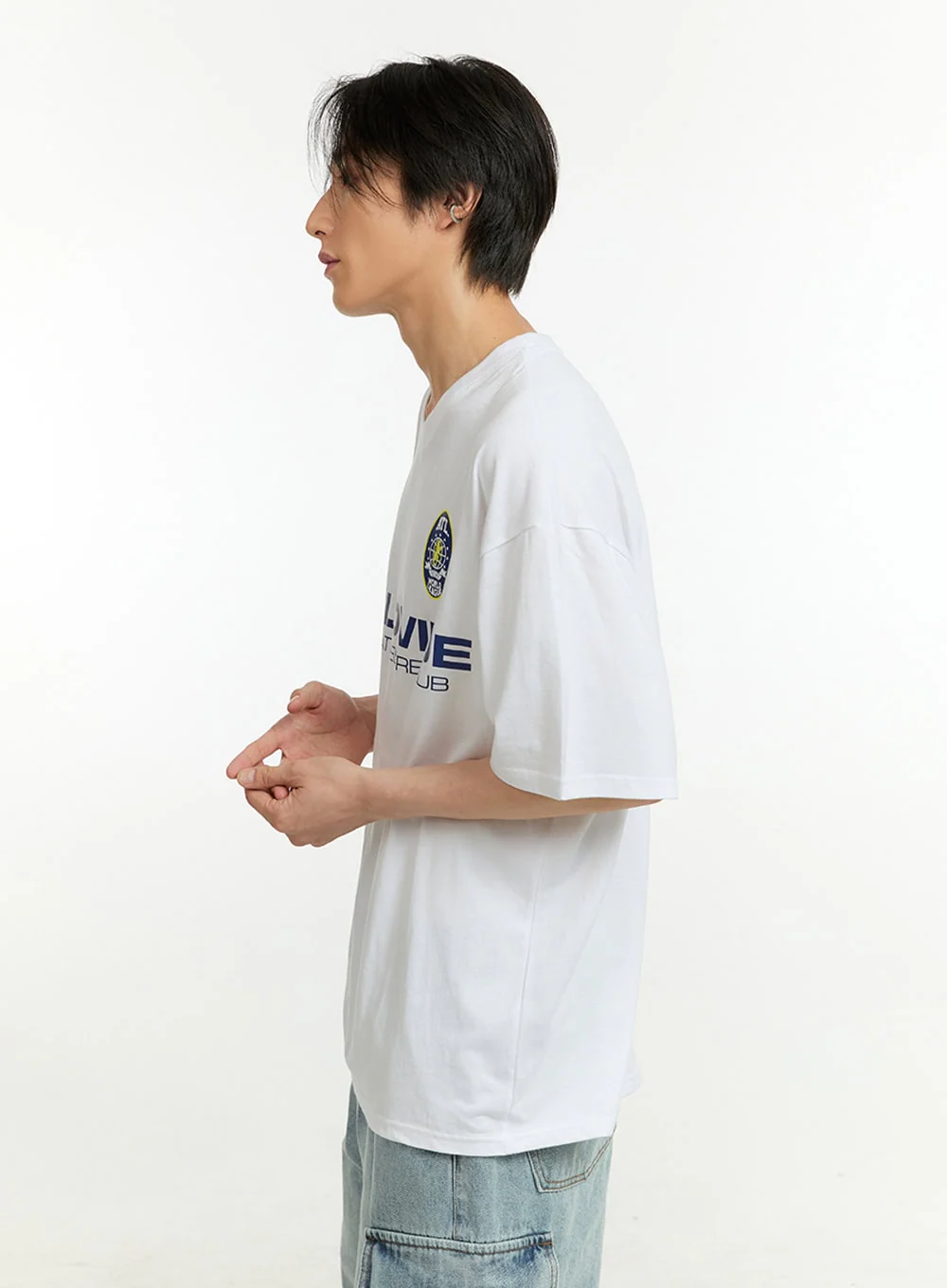 Men's Cotton Lettering Loose Fit T-Shirt (White) IL418 - Image 4