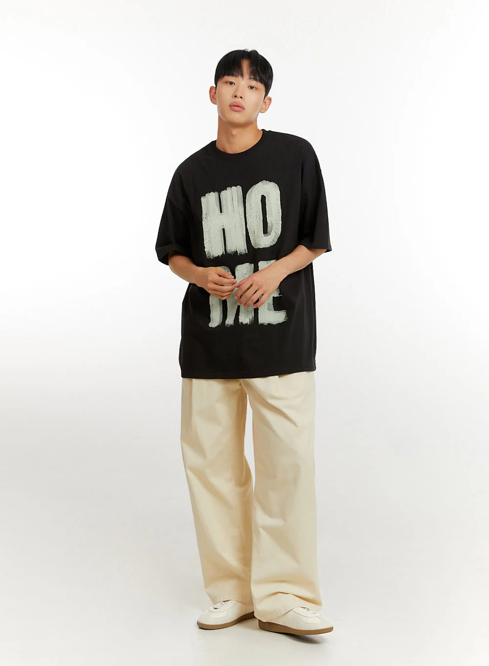 Men's Cotton Lettering Oversize T-Shirt IU426 - Image 2