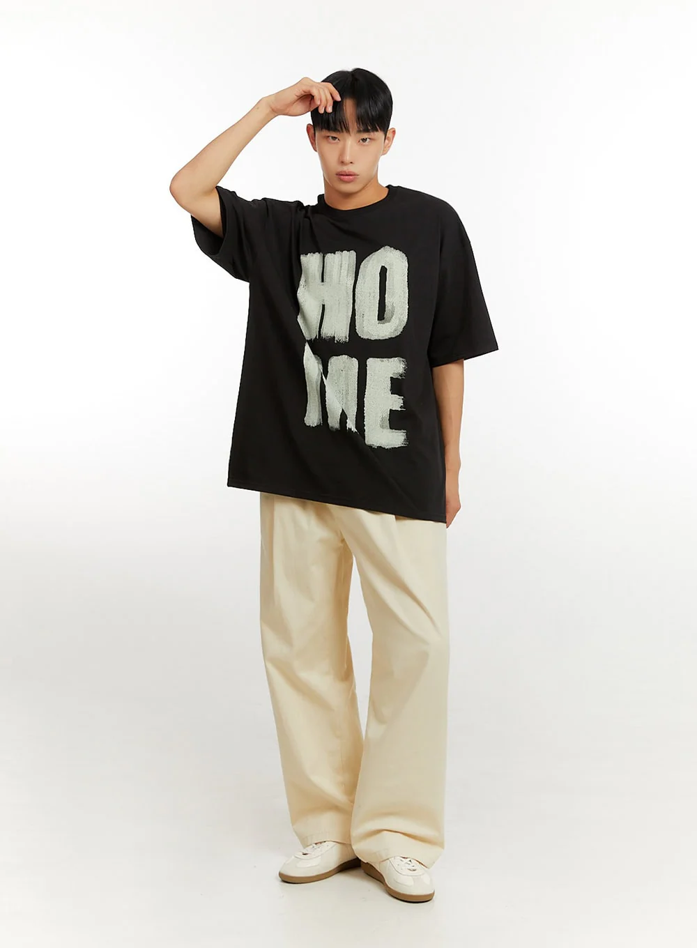 Men's Cotton Lettering Oversize T-Shirt IU426 - Image 6