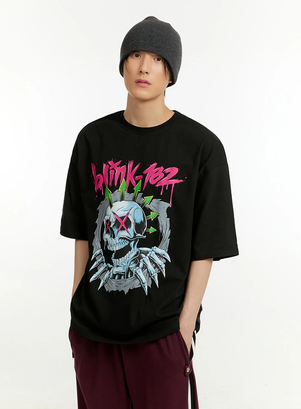 Men's Cotton Lettering T-Shirt IL418 - Image 4