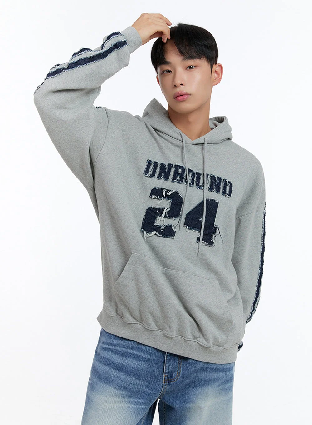 Men's Cotton Patchwork Hoodie IS412 - Image 5