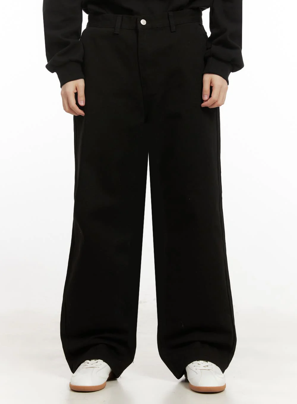 Men's Cotton Wide-Fit Trousers (Black) IJ517 - Image 2