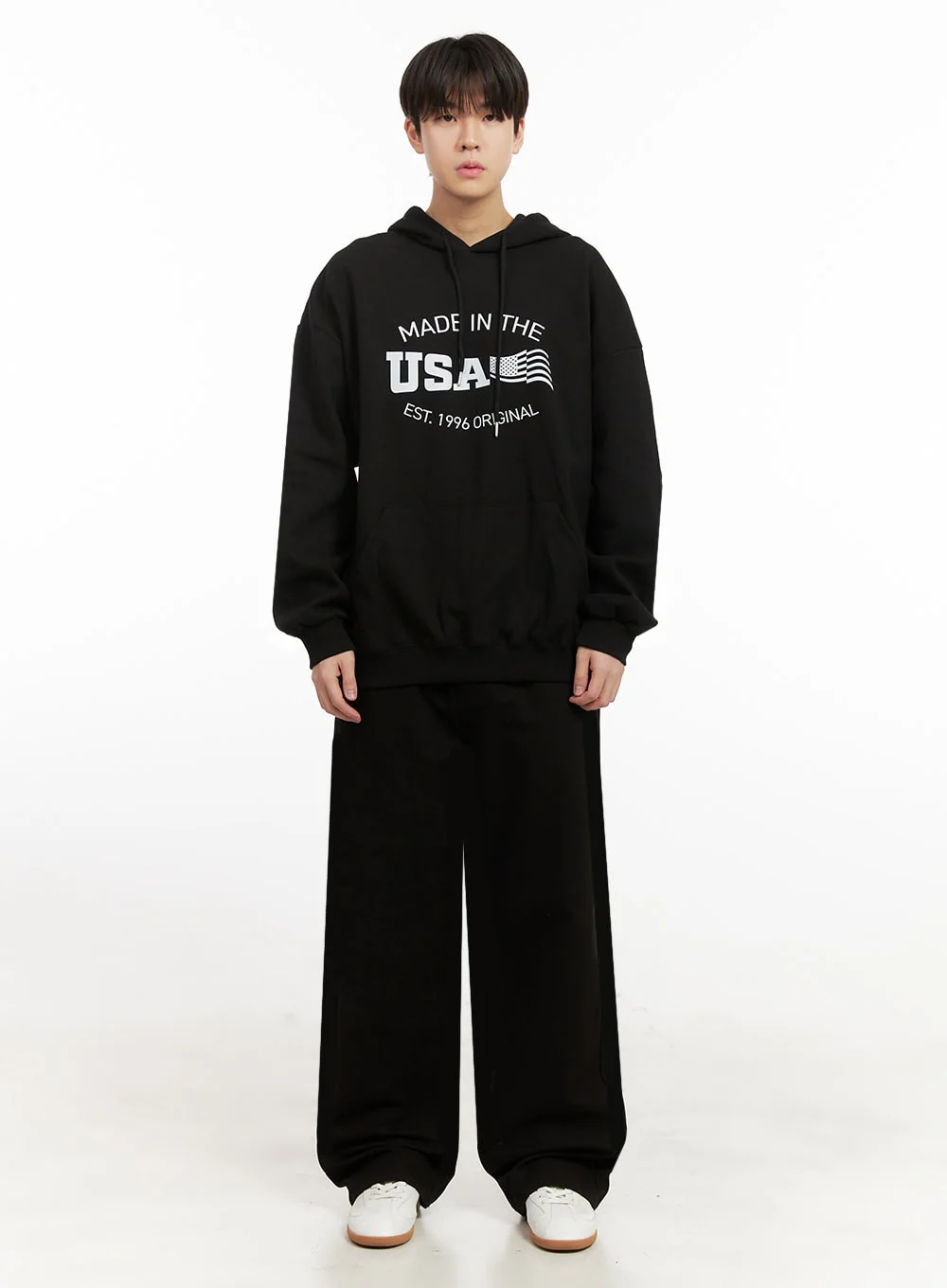 Men's Cotton Wide-Fit Trousers (Black) IJ517 - Image 3