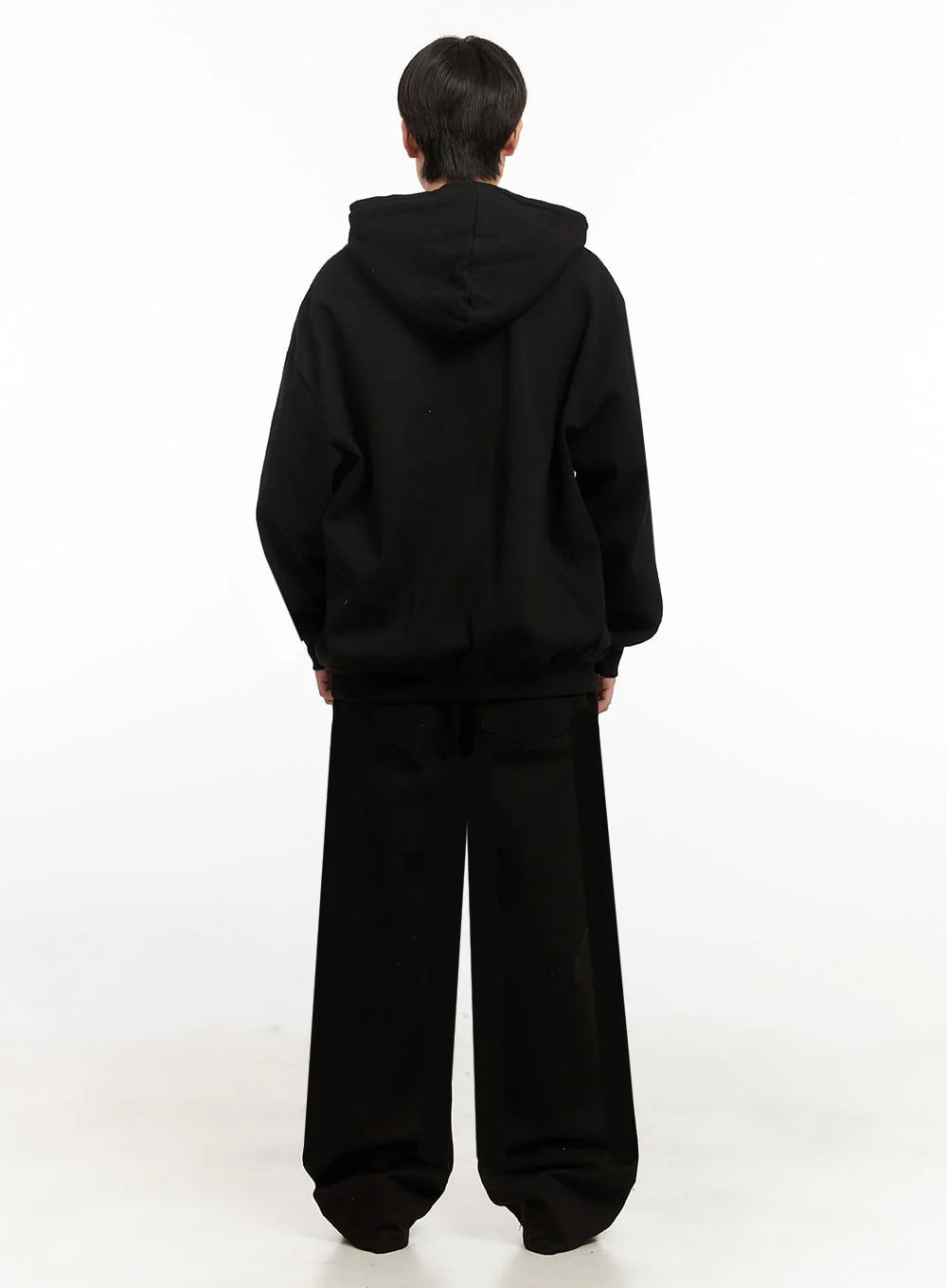 Men's Cotton Wide-Fit Trousers (Black) IJ517 - Image 7