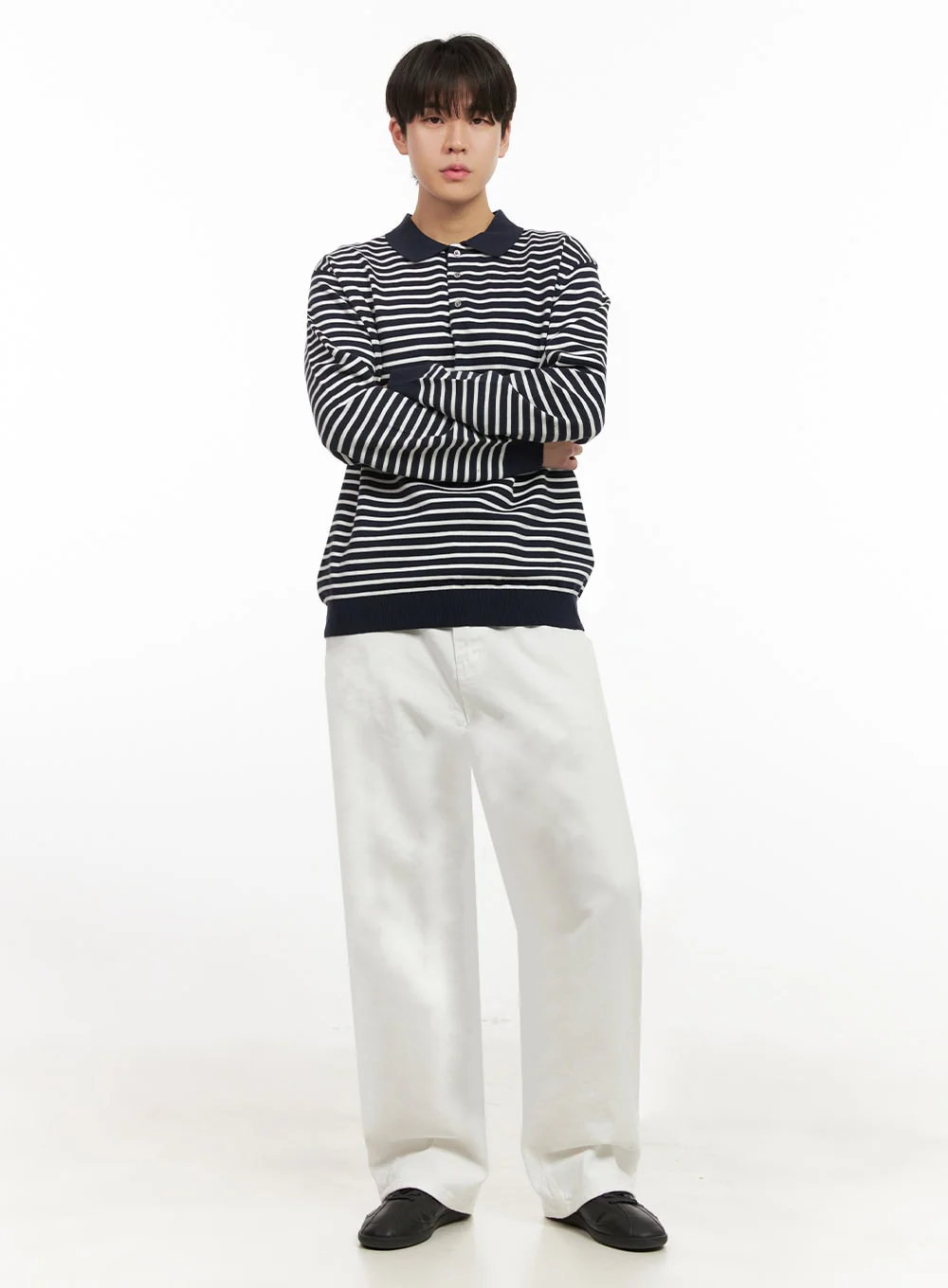 Men's Cotton Wide-Fit Trousers (White) IJ517 - Image 3
