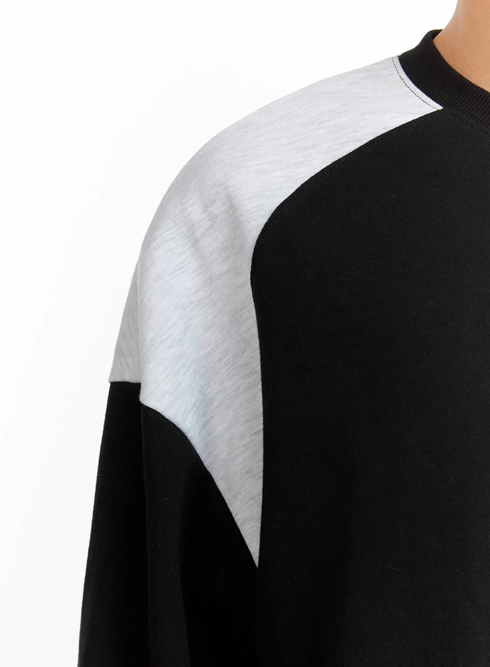 Men's Cozy Contrasting Crewneck Sweatshirt (Black) IU414 - Image 3