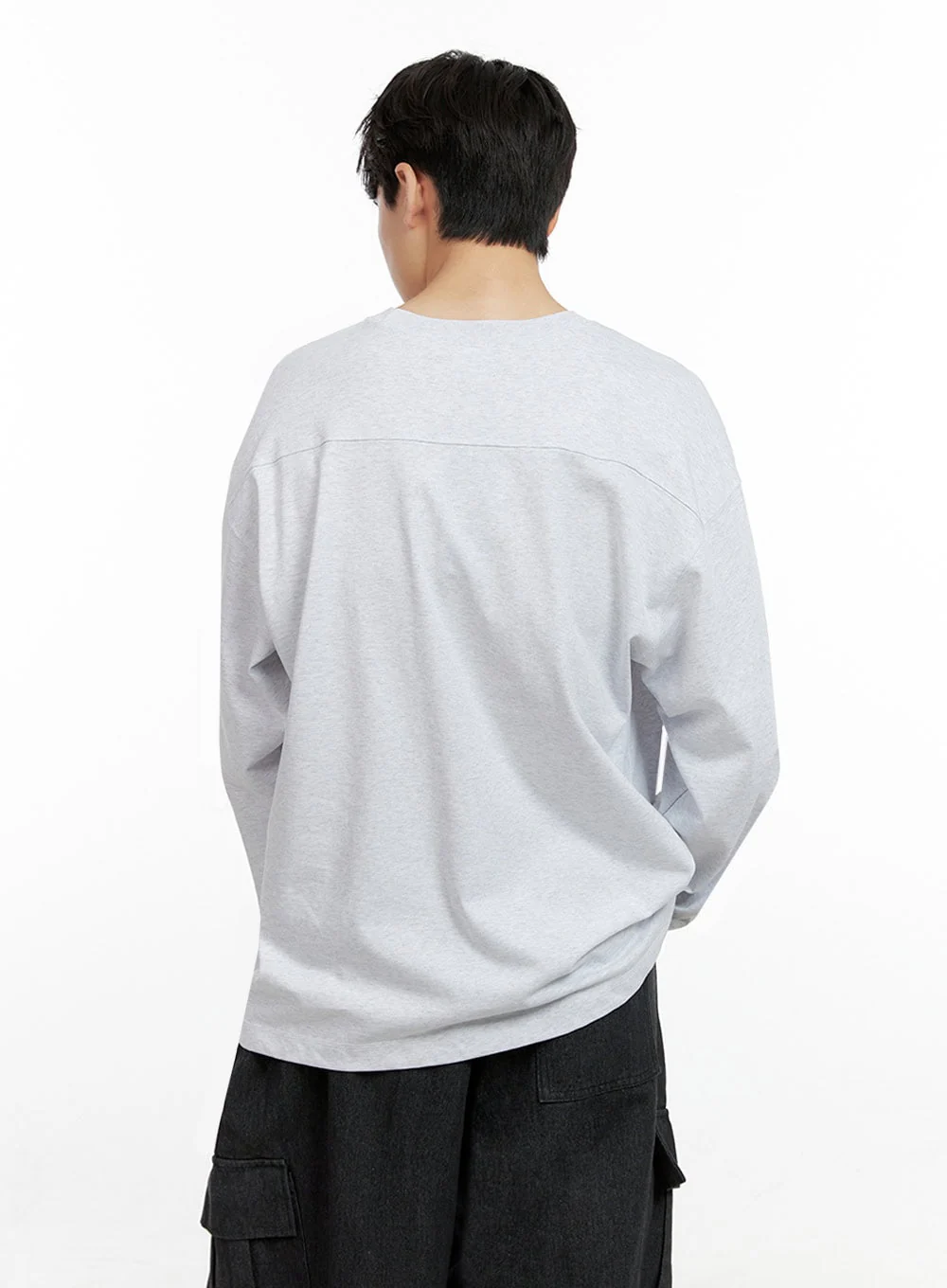 Men's Cozy Cotton Long Sleeve Oversize Tee IN422 - Image 4