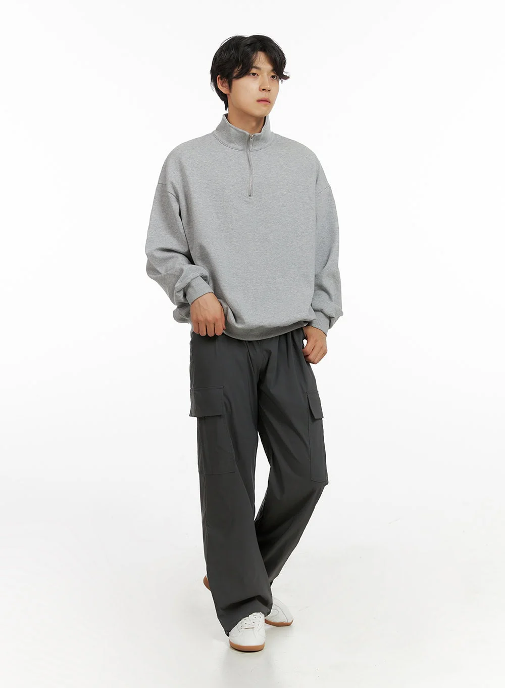 Men's Cozy Zip-Up Solid Sweatshirt (Gray) IG409 - Image 2