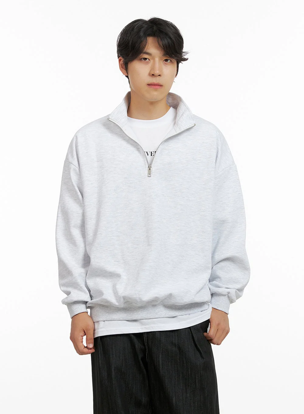 Men's Cozy Zip-Up Solid Sweatshirt (White) IG409 - Image 3
