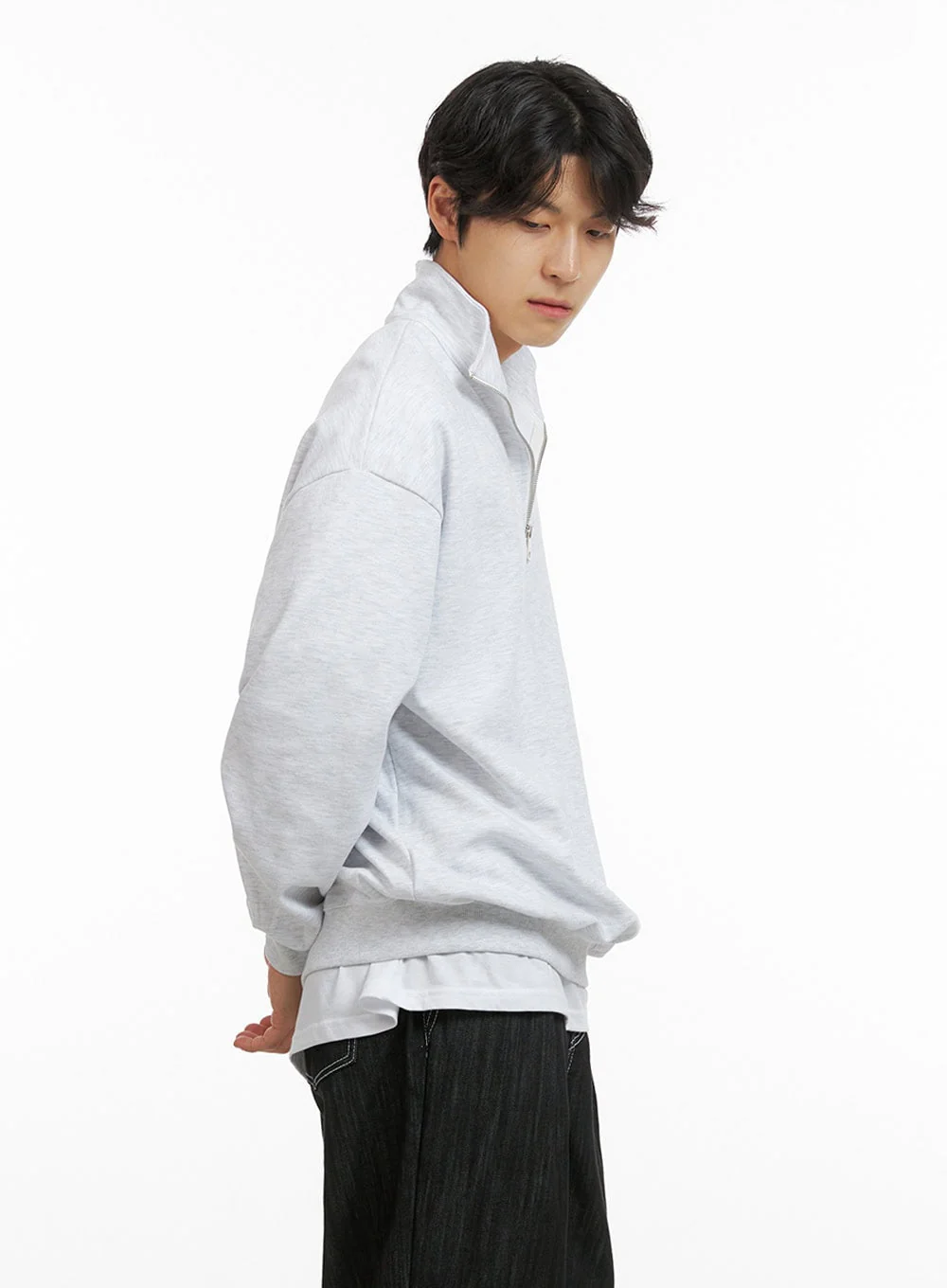 Men's Cozy Zip-Up Solid Sweatshirt (White) IG409 - Image 4