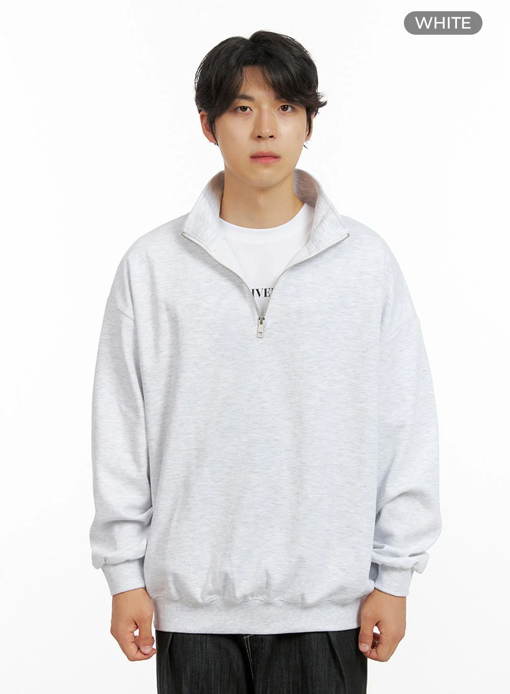 Men's Cozy Zip-Up Solid Sweatshirt (White) IG409 - Image 8