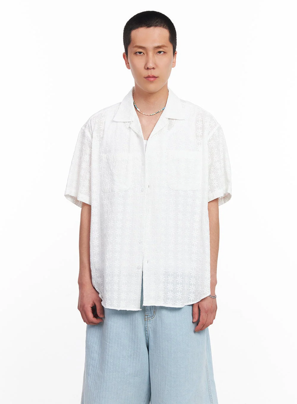 Men's Crochet Collared Shirt IU512 - Image 10