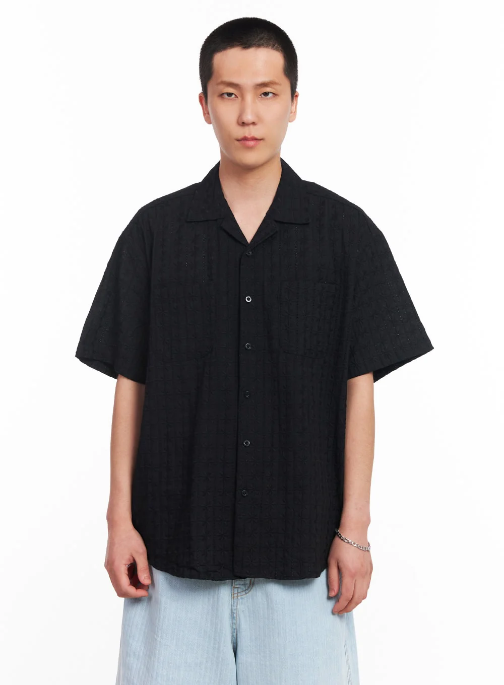 Men's Crochet Collared Shirt IU512 - Image 11