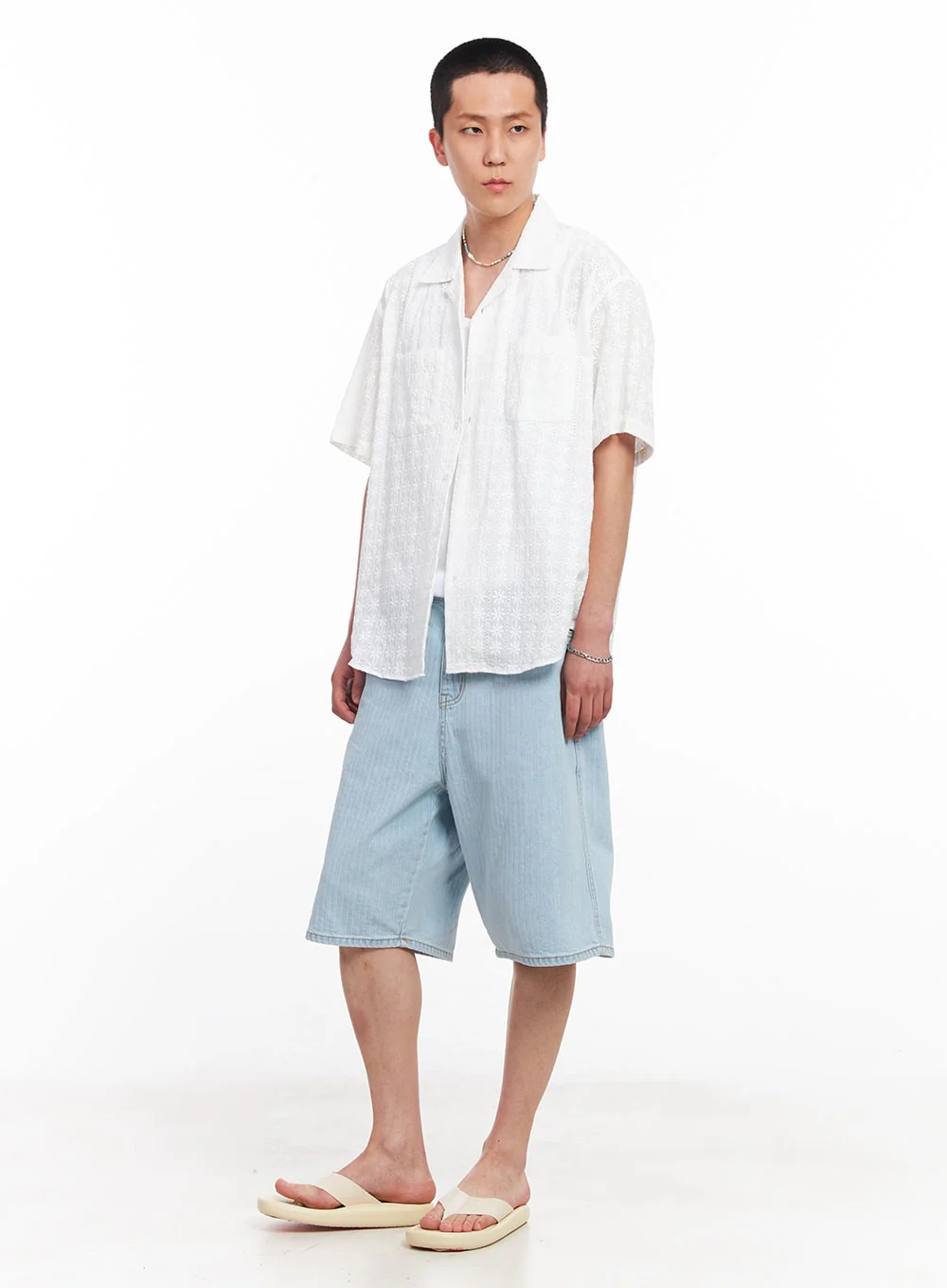 Men's Crochet Collared Shirt IU512 - Image 8