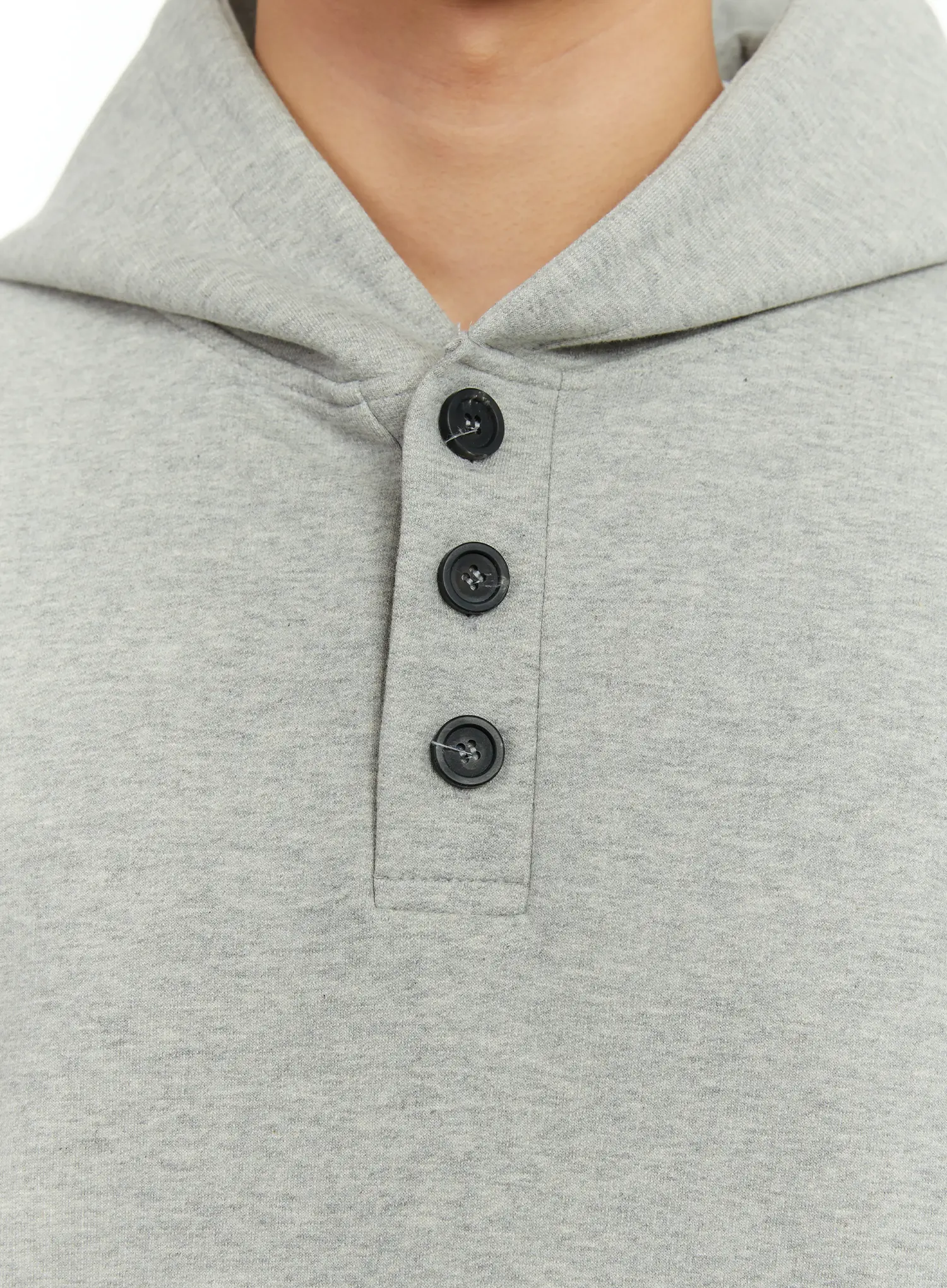 Men's Cropped Henley Hoodie IF511 - Image 9