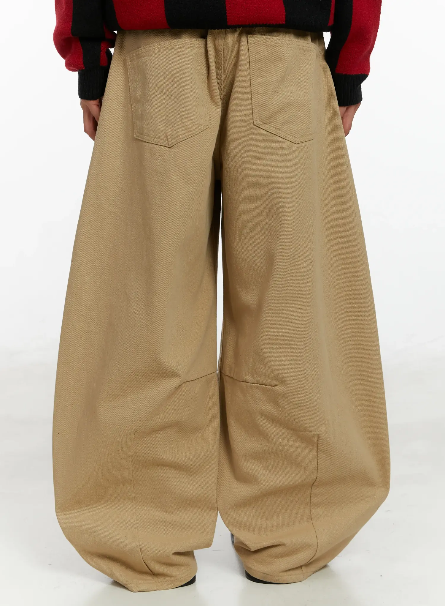 Men's Curved Fit Beige Wide Leg Pants ID523 - Image 6