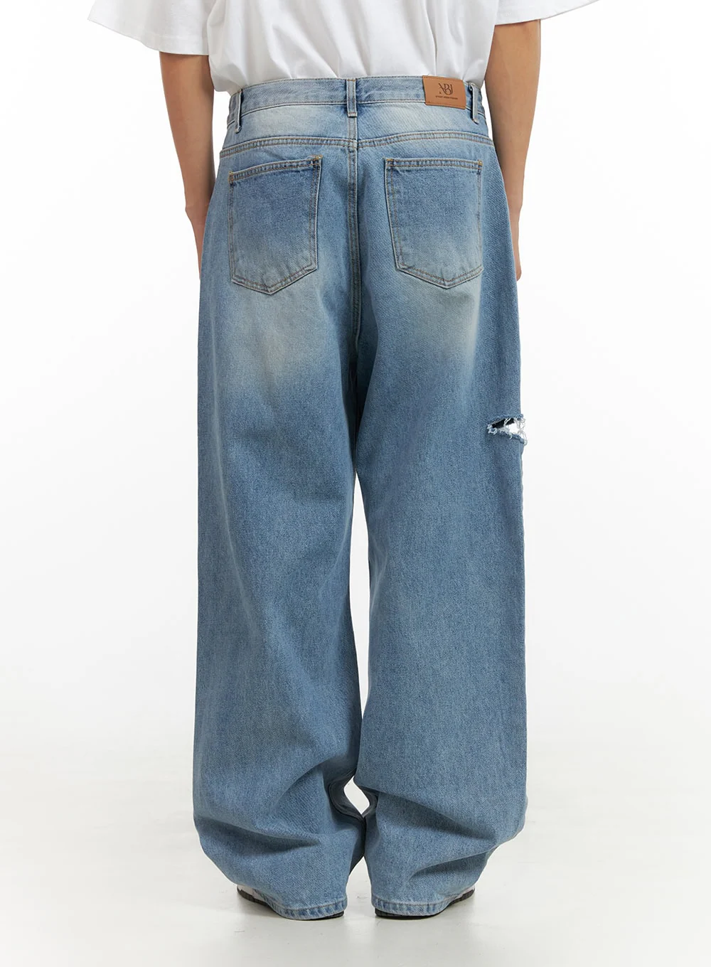 Men's Cut Out Baggy Jeans IU419 - Image 6