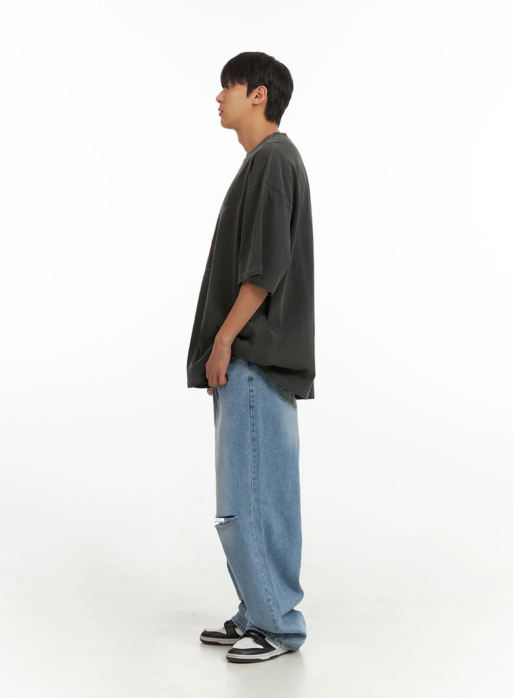 Men's Cut Out Baggy Jeans IU419 - Image 8