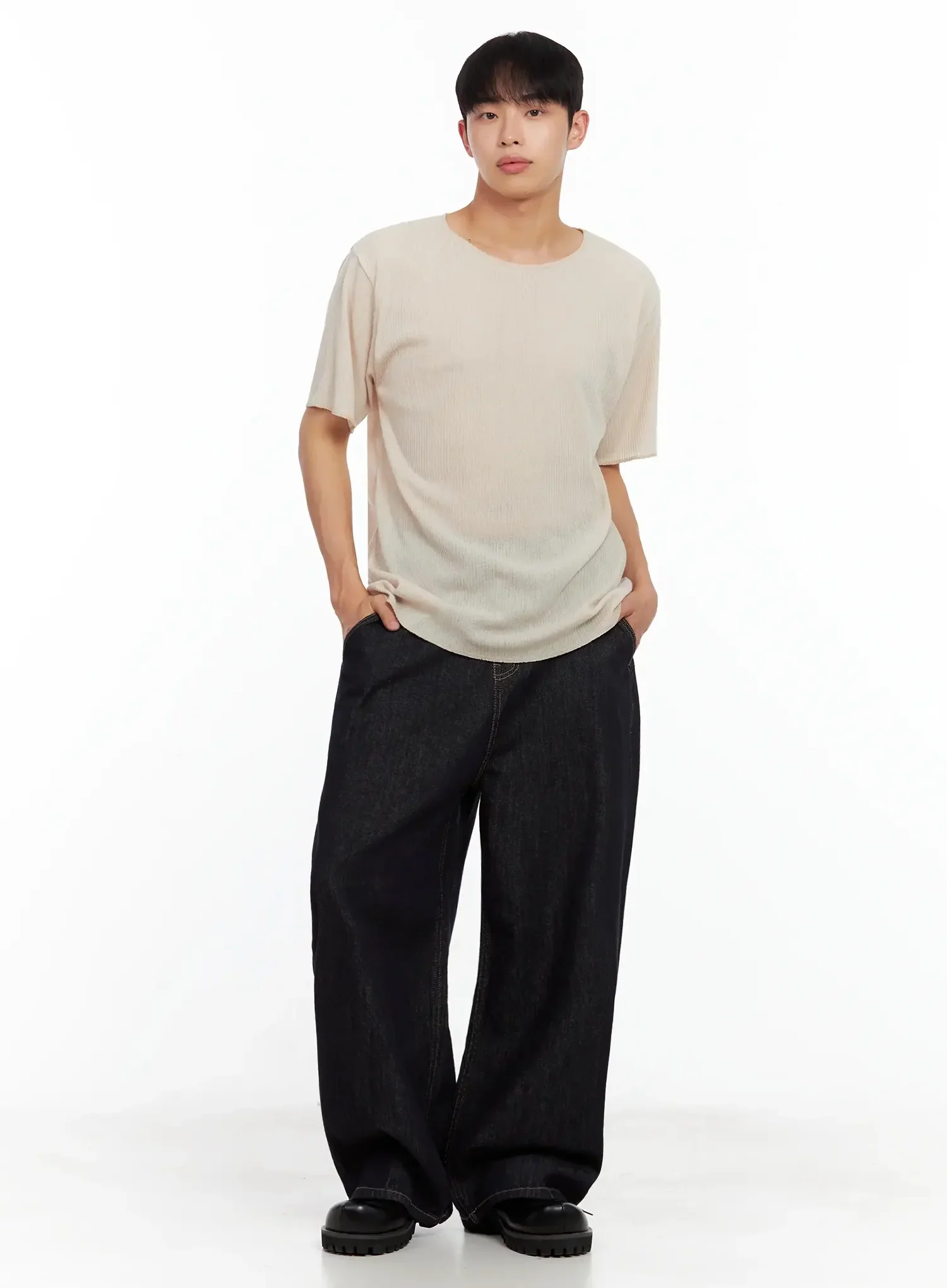 Men's Dark Denim Baggy Jeans IL516 - Image 3