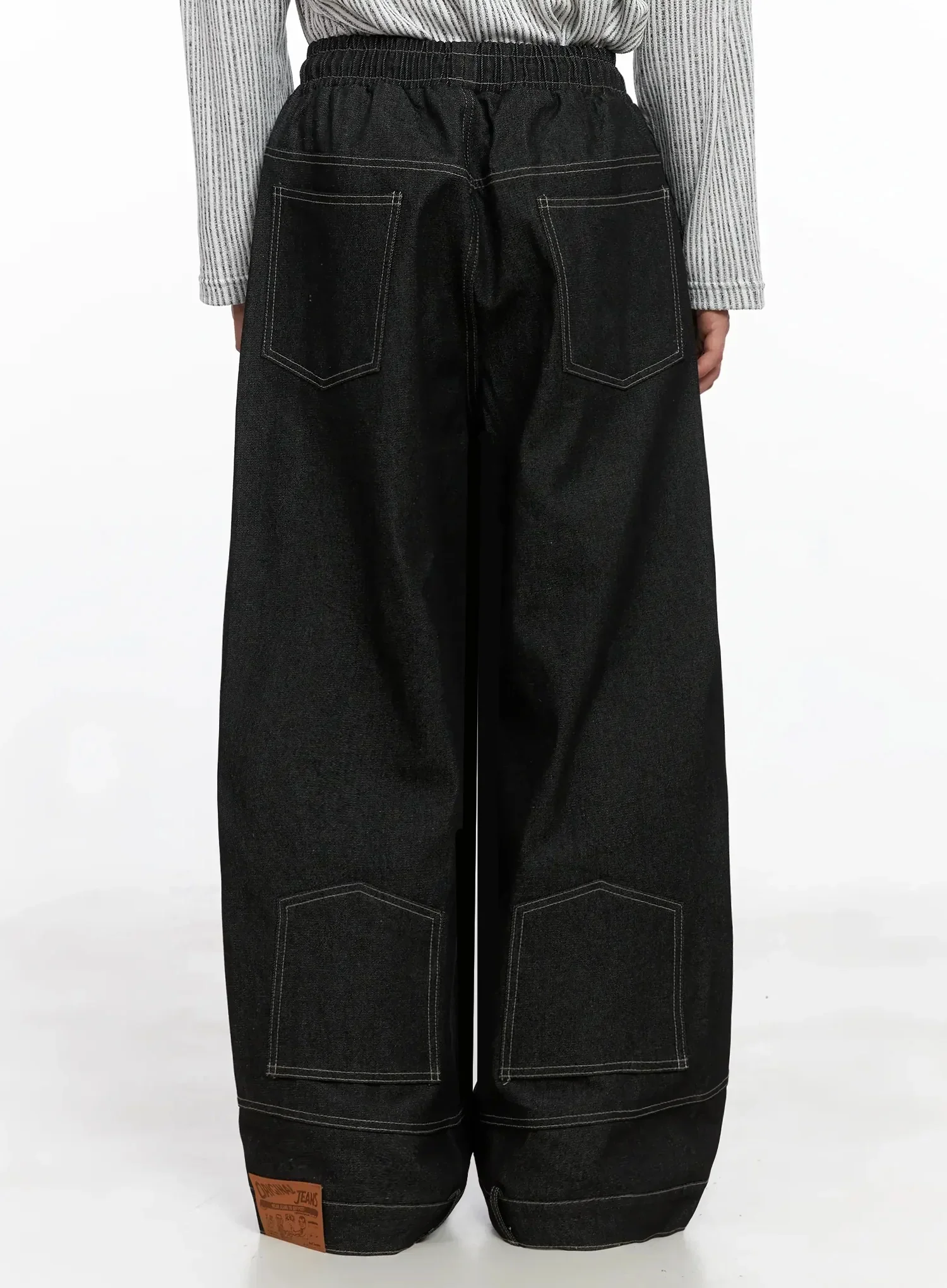 Men's Dark Denim Wide Pants IO516 - Image 12