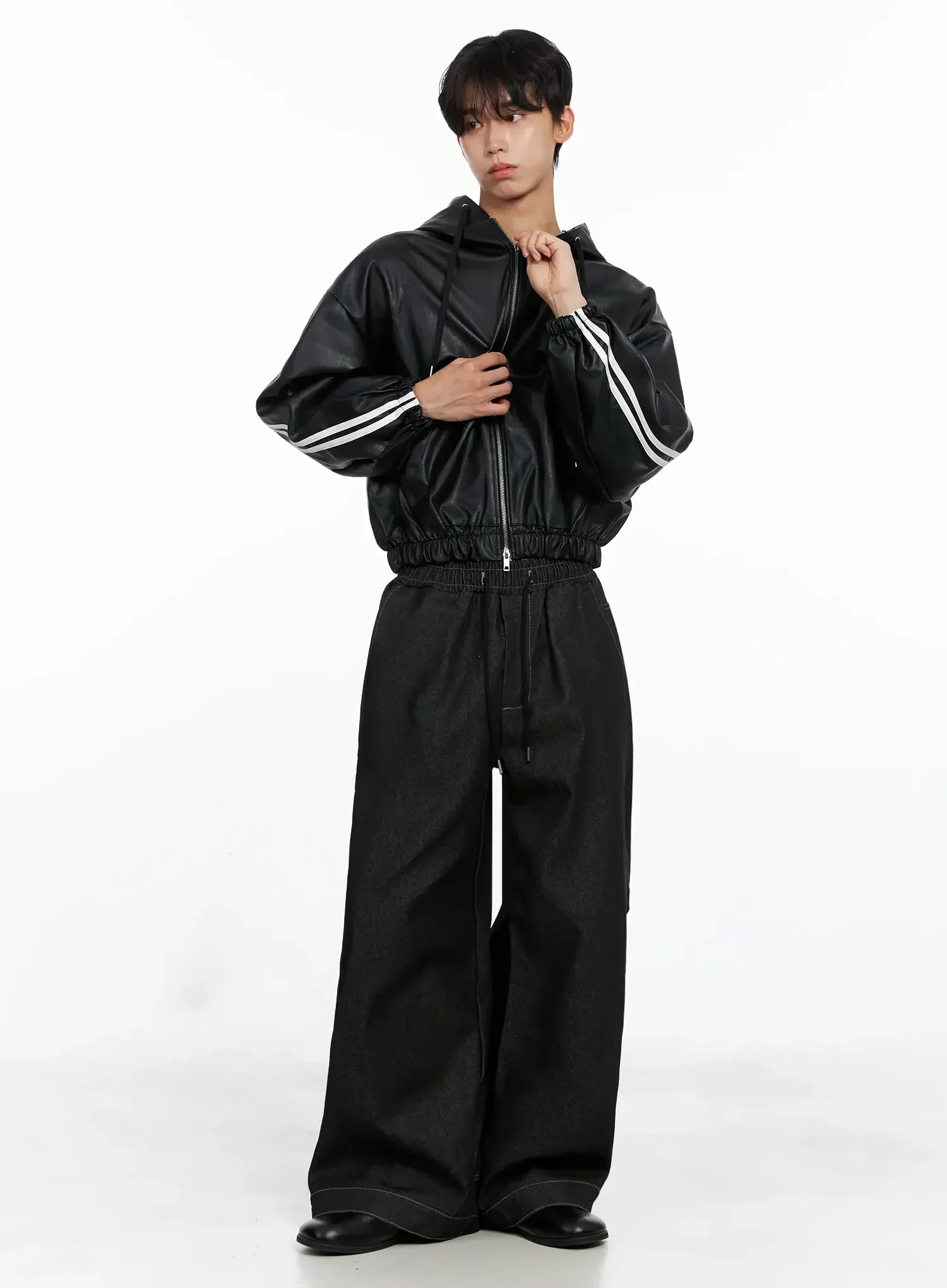 Men's Dark Denim Wide Pants IO516 - Image 13