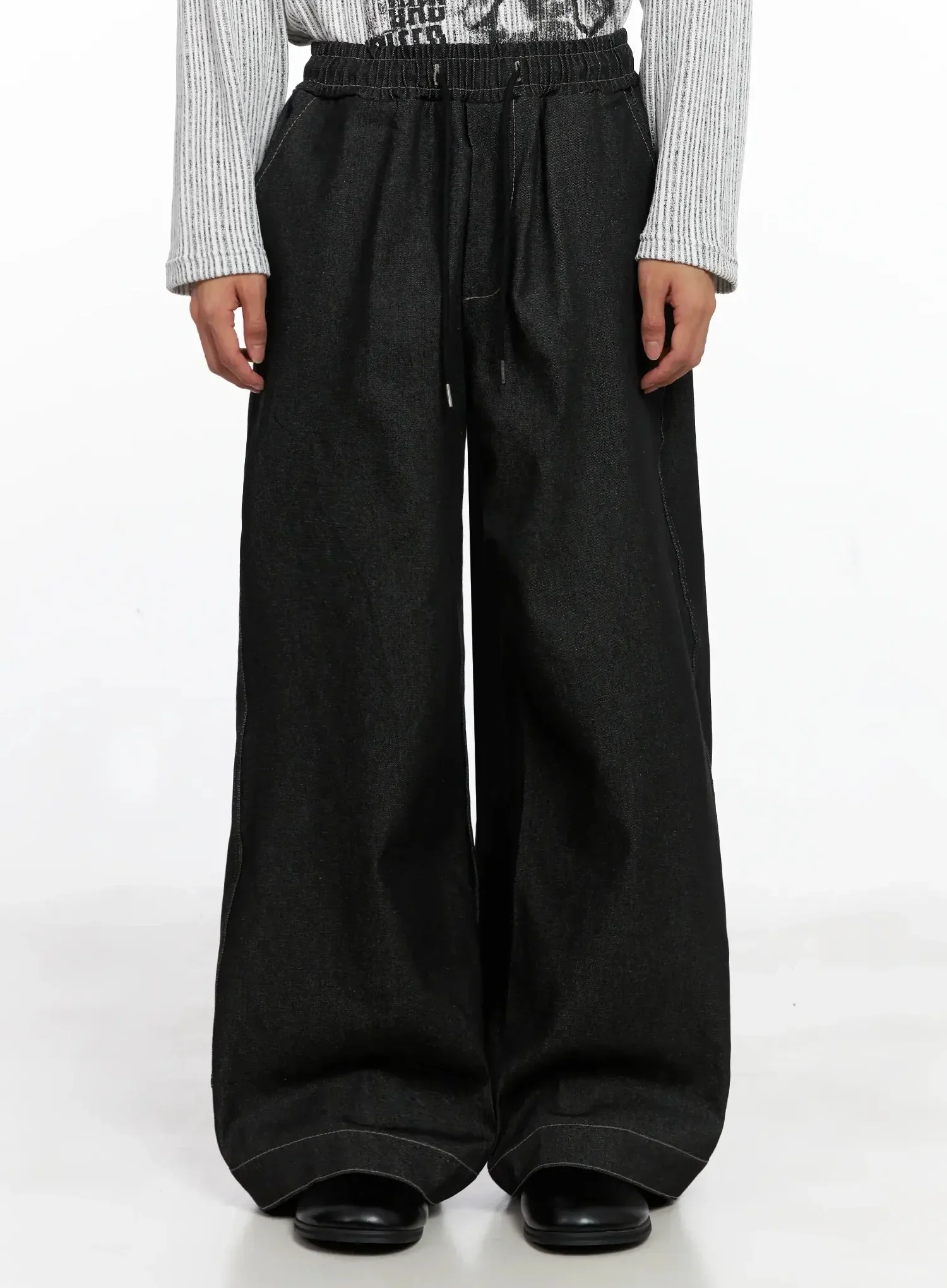 Men's Dark Denim Wide Pants IO516 - Image 3