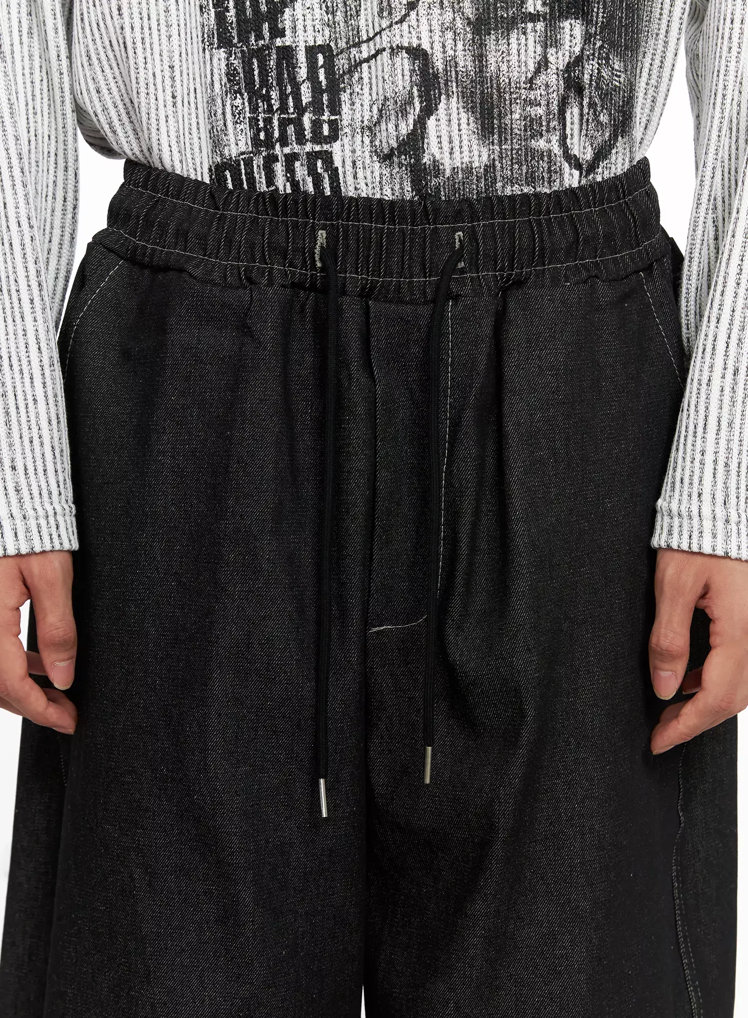 Men's Dark Denim Wide Pants IO516 - Image 9