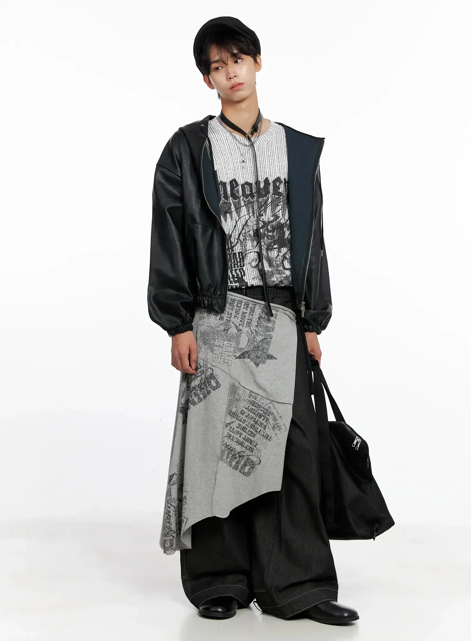 Men's Dark Denim Wide Pants IO517 - Image 15