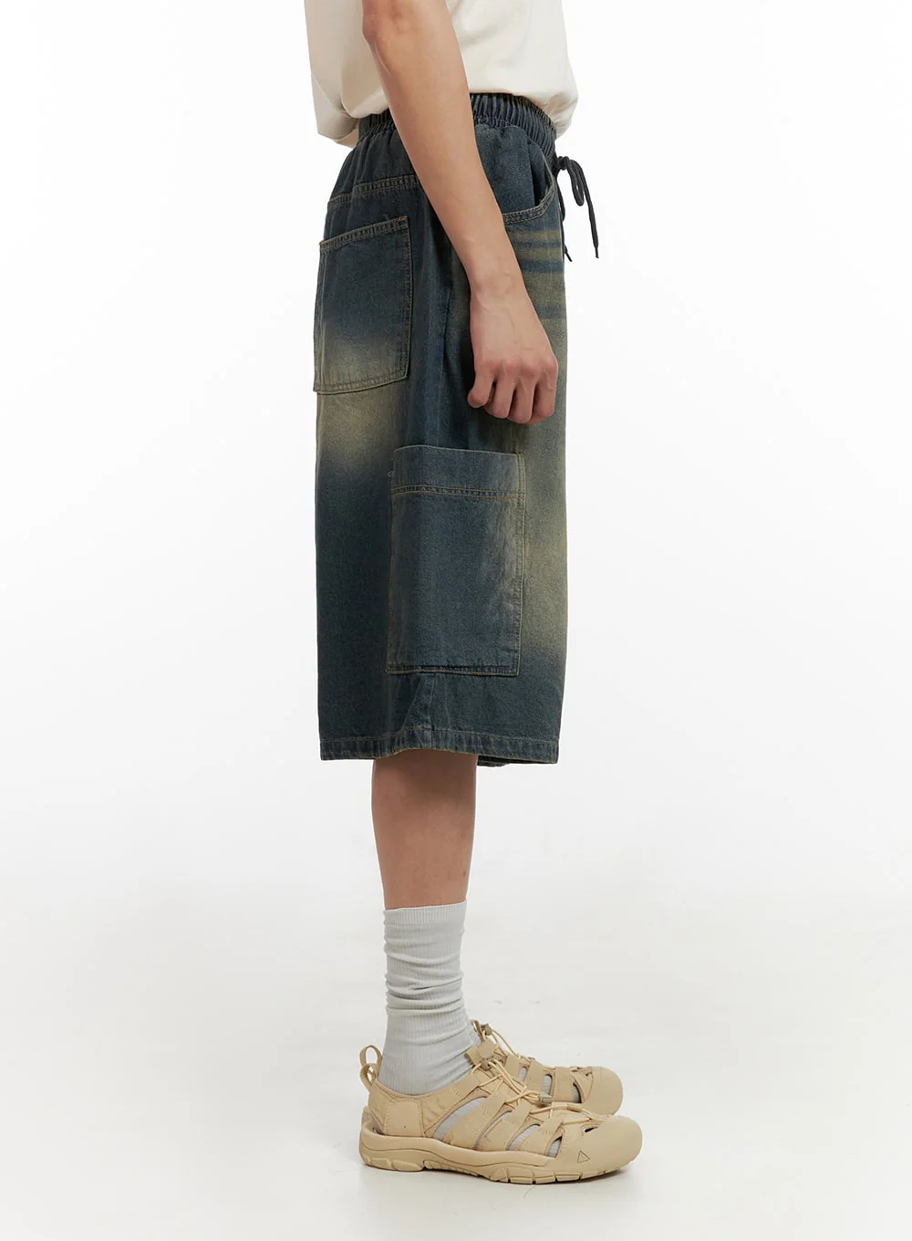 Men's Denim Washed Shorts (Blue) IL404 - Image 5