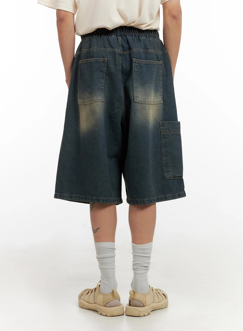 Men's Denim Washed Shorts (Blue) IL404 - Image 6