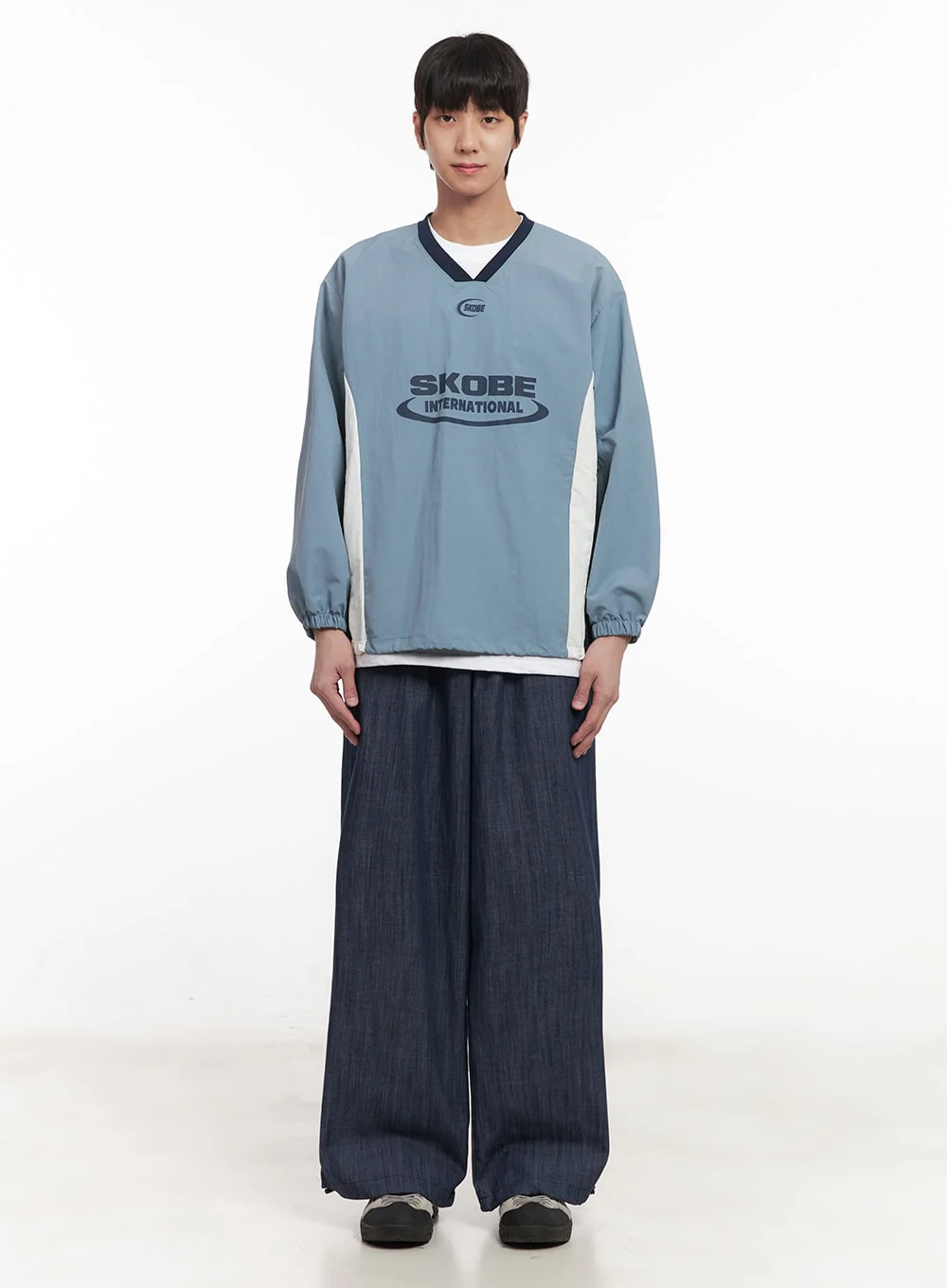 Men's Denim Wide-Leg Sweatpants (Blue) IM518 - Image 6