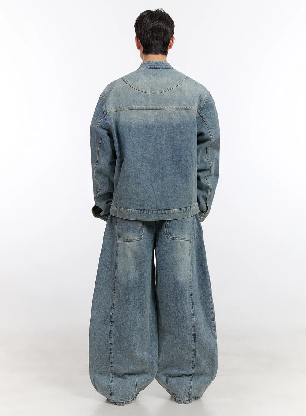 Men's Denim Zip-Up Track Jacket IF528 - Image 10