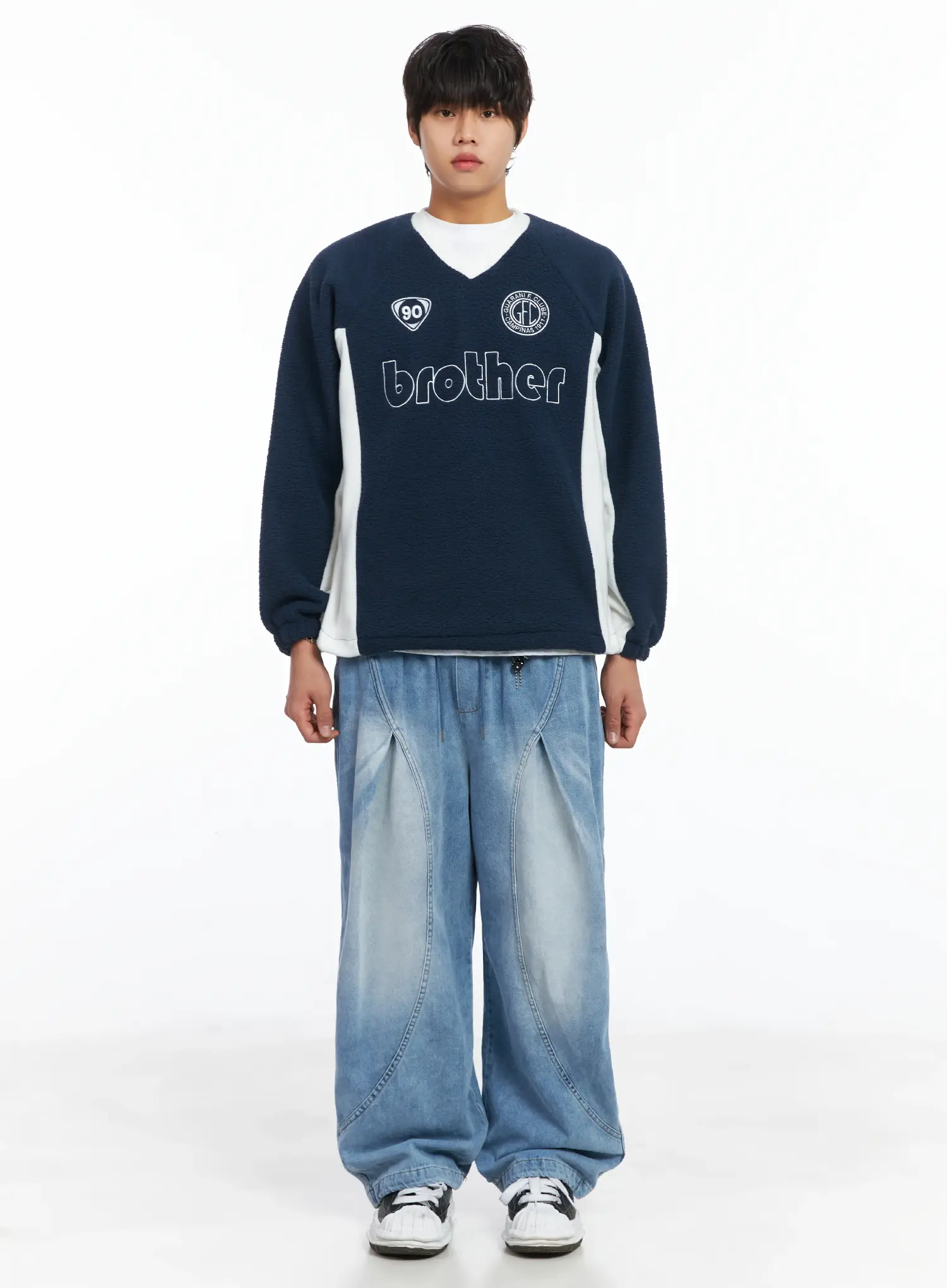 Men's Detailed Light Washed Baggy Jeans IJ512 - Image 3